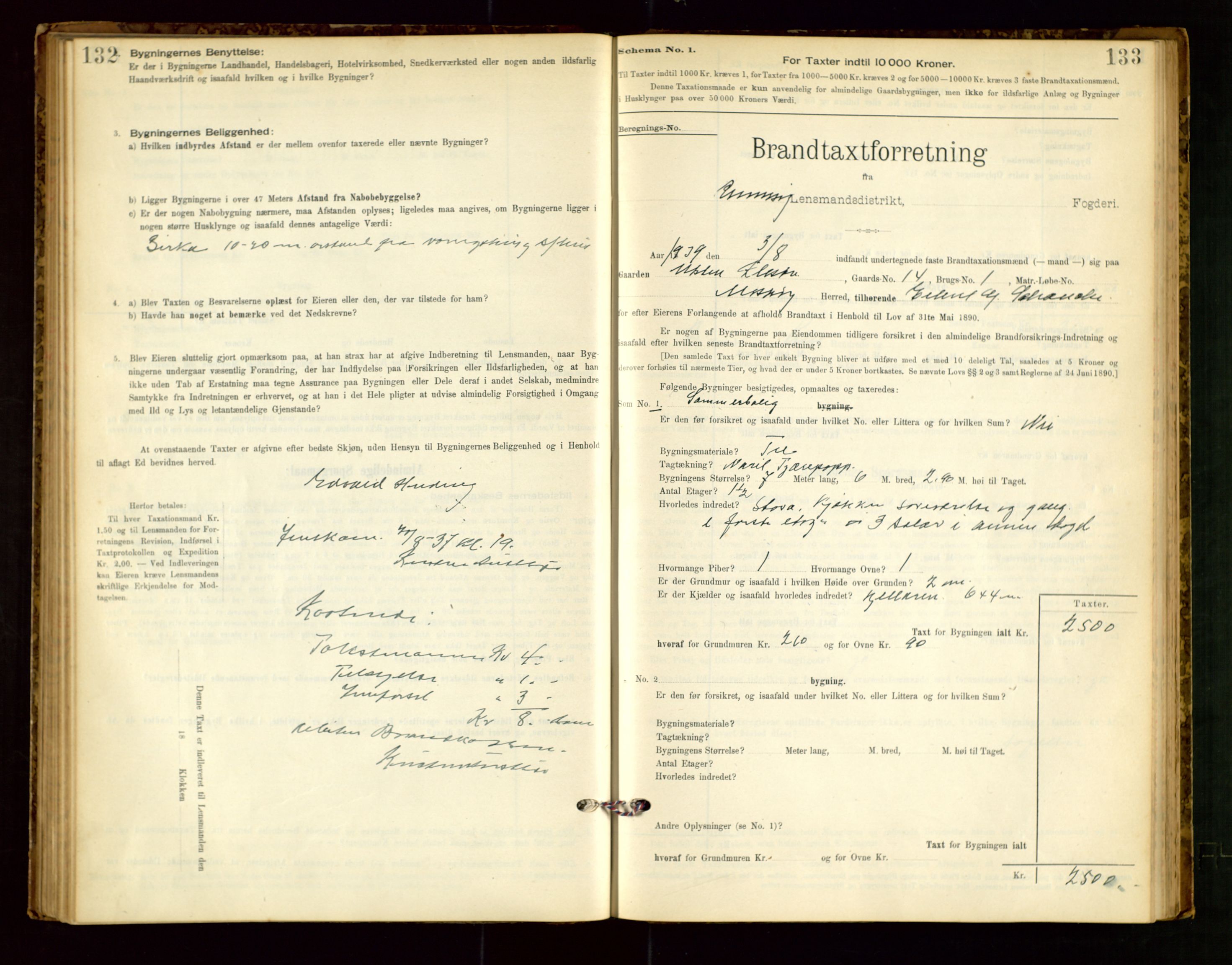 Rennesøy lensmannskontor, SAST/A-100165/Gob/L0001: Branntakstprotokoll - skjematakst, 1900-1956, p. 132-133