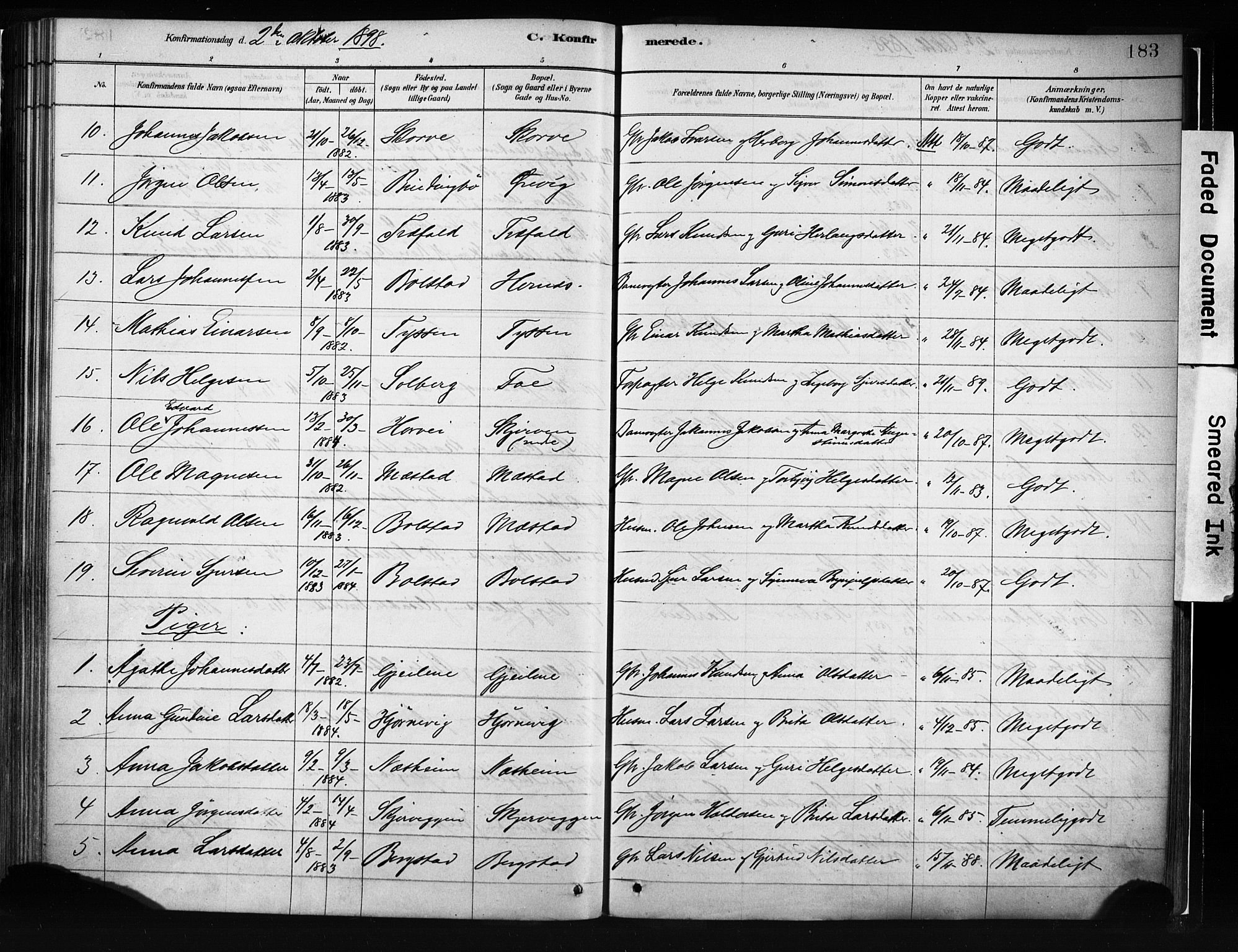 Evanger sokneprestembete, AV/SAB-A-99924: Parish register (official) no. A 1, 1877-1899, p. 183