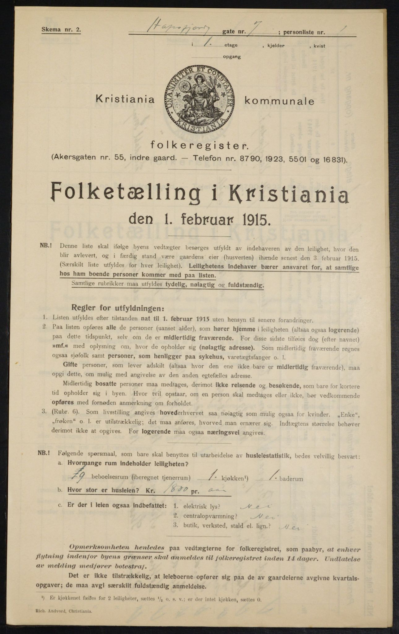 OBA, Municipal Census 1915 for Kristiania, 1915, p. 32929