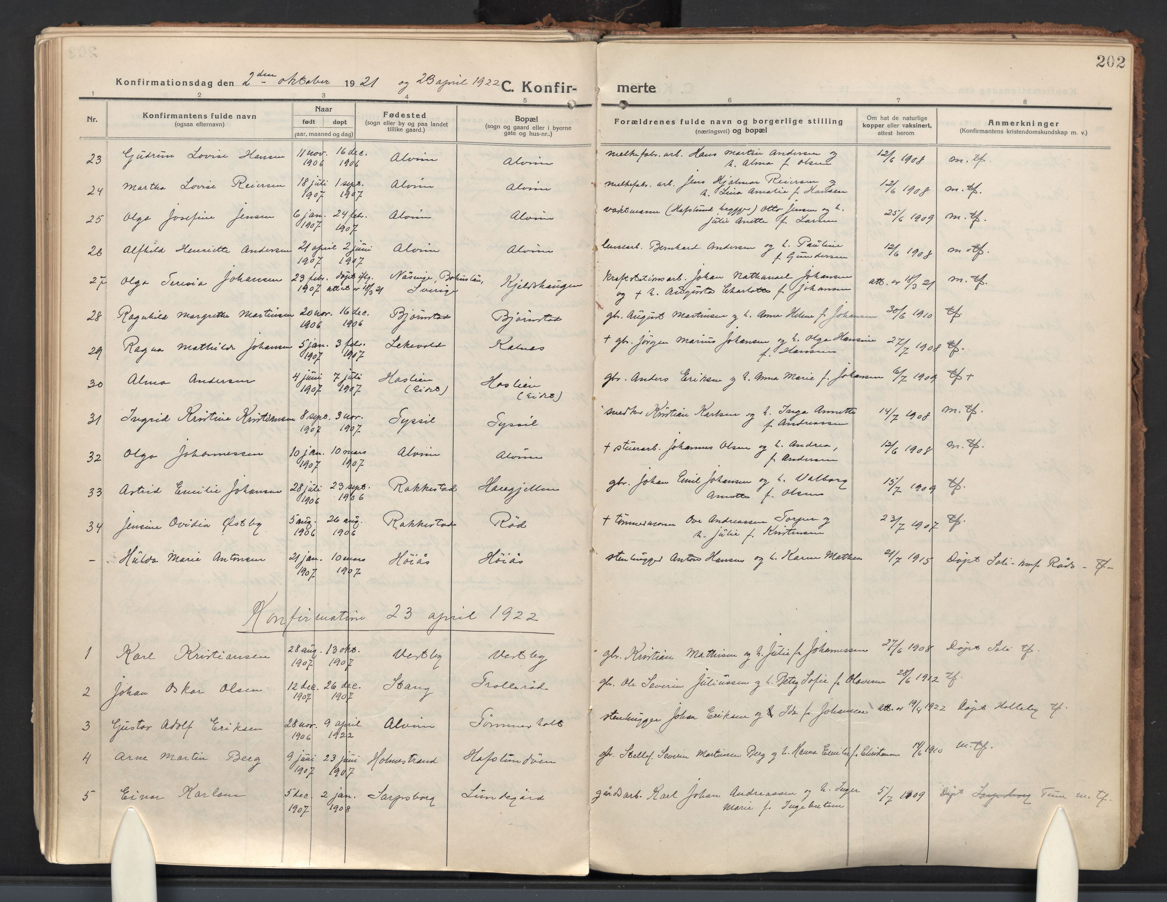 Tune prestekontor Kirkebøker, AV/SAO-A-2007/F/Fa/L0022: Parish register (official) no. 22, 1917-1925, p. 202