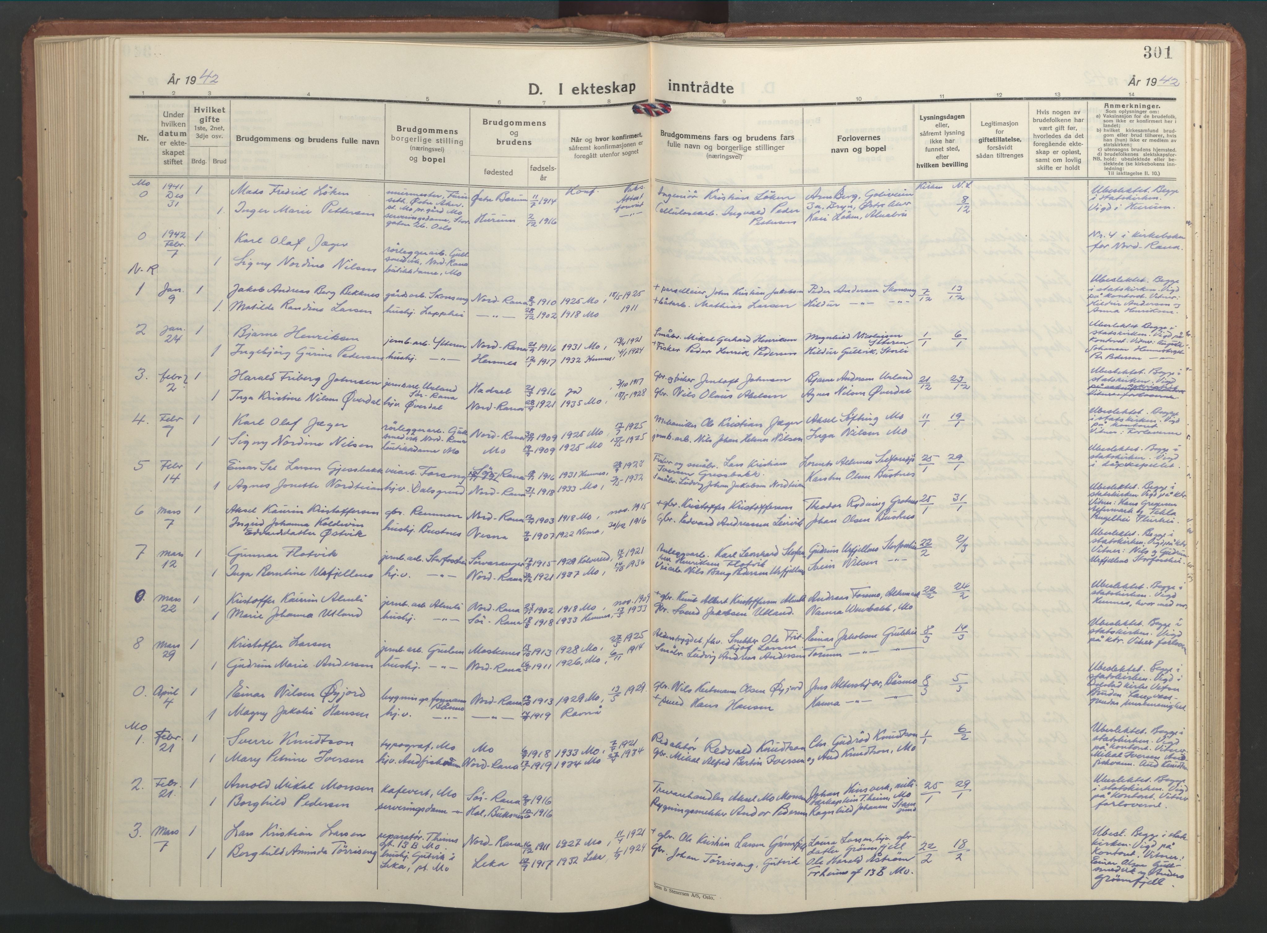 Ministerialprotokoller, klokkerbøker og fødselsregistre - Nordland, SAT/A-1459/827/L0425: Parish register (copy) no. 827C14, 1931-1946, p. 301