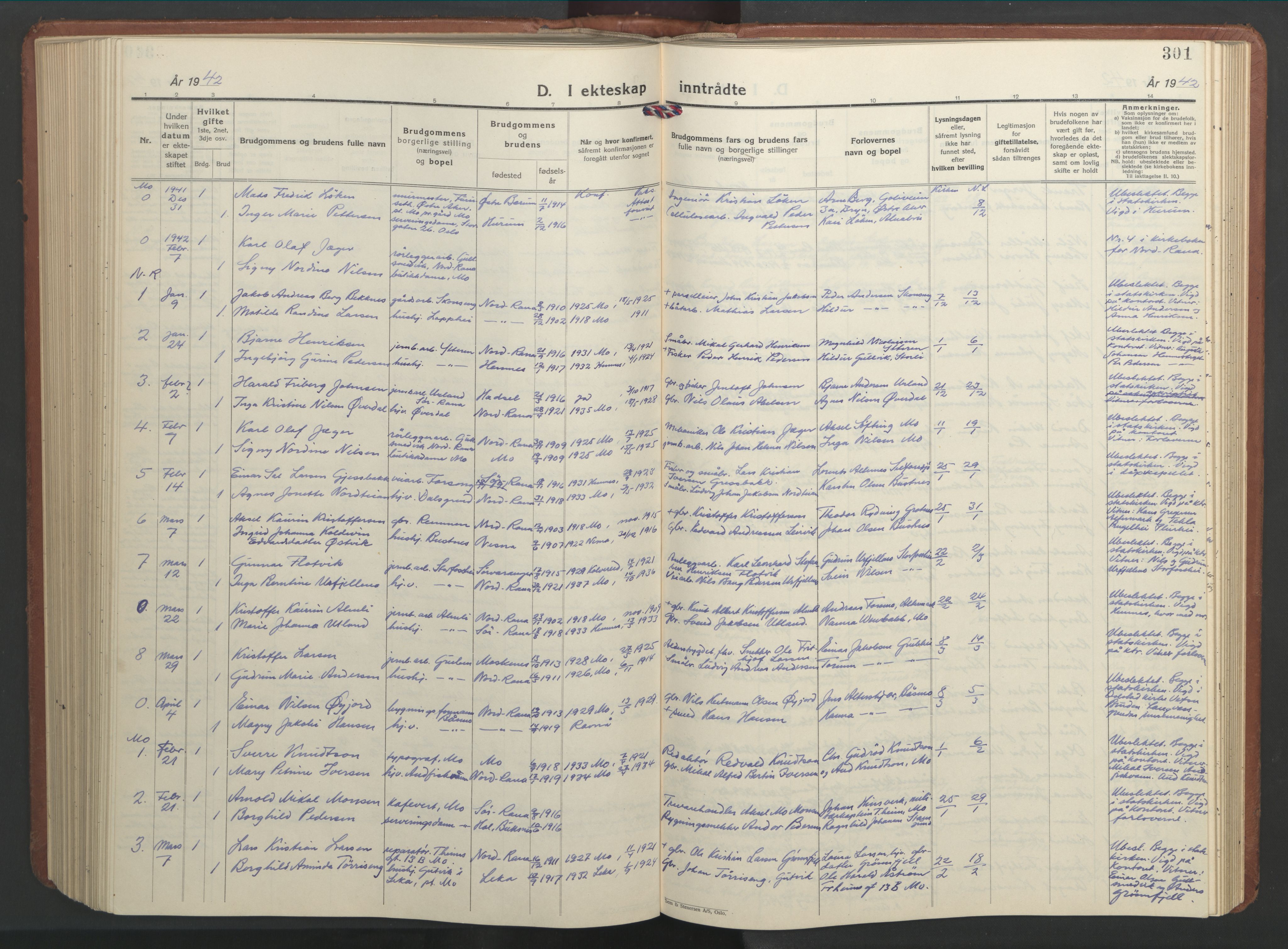 Ministerialprotokoller, klokkerbøker og fødselsregistre - Nordland, AV/SAT-A-1459/827/L0425: Parish register (copy) no. 827C14, 1931-1946, p. 301