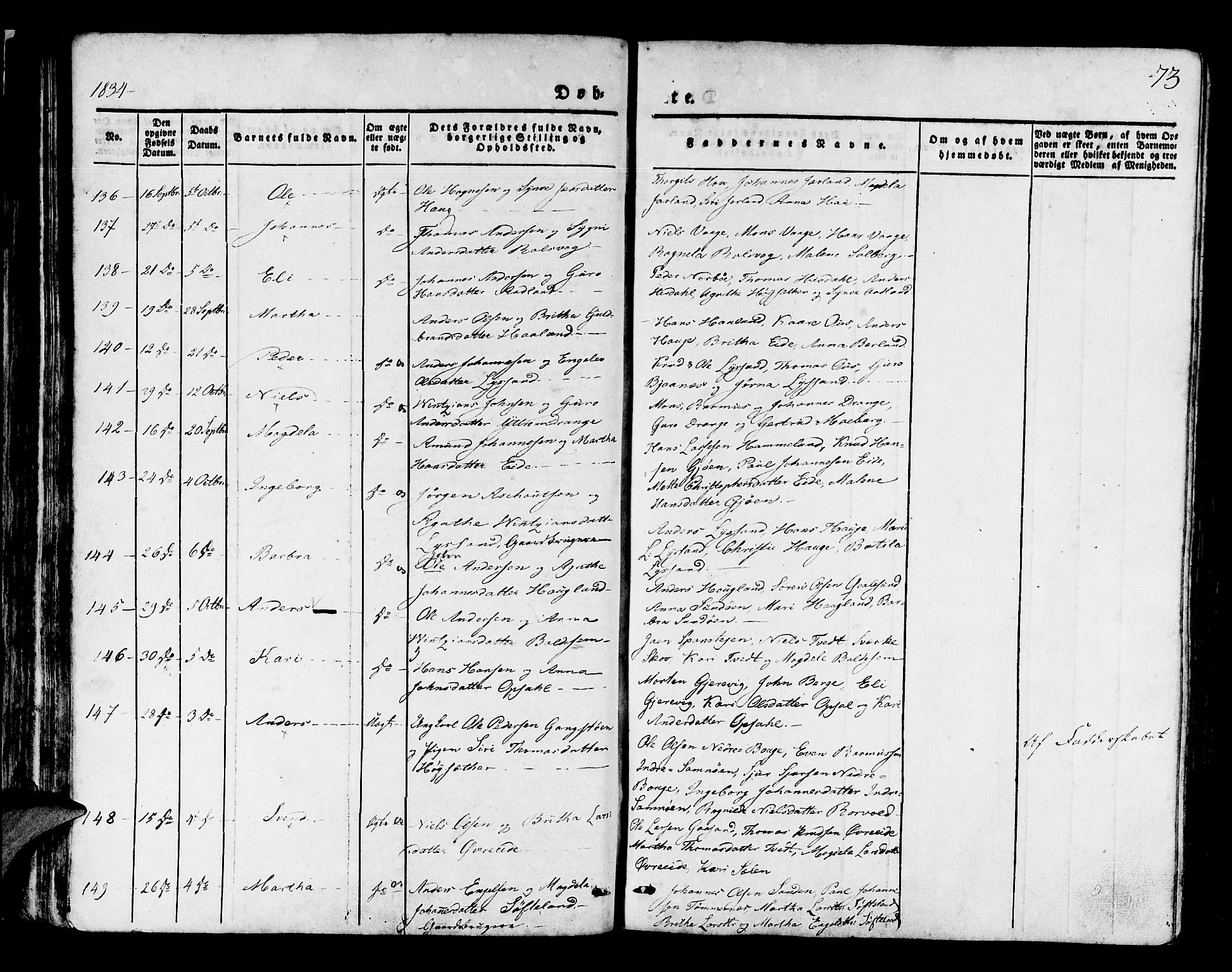 Os sokneprestembete, AV/SAB-A-99929: Parish register (official) no. A 14, 1826-1839, p. 73