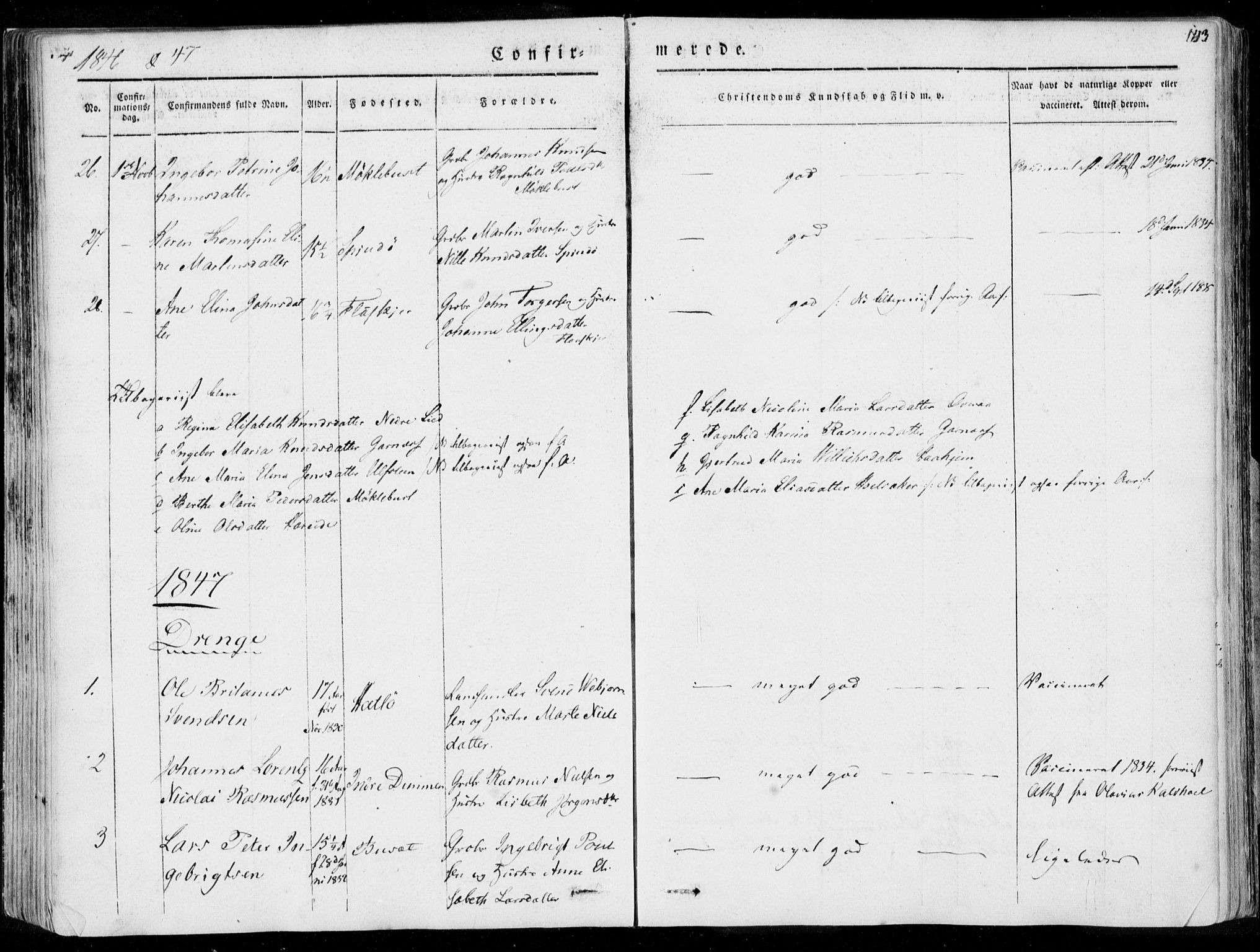 Ministerialprotokoller, klokkerbøker og fødselsregistre - Møre og Romsdal, AV/SAT-A-1454/509/L0104: Parish register (official) no. 509A02, 1833-1847, p. 143