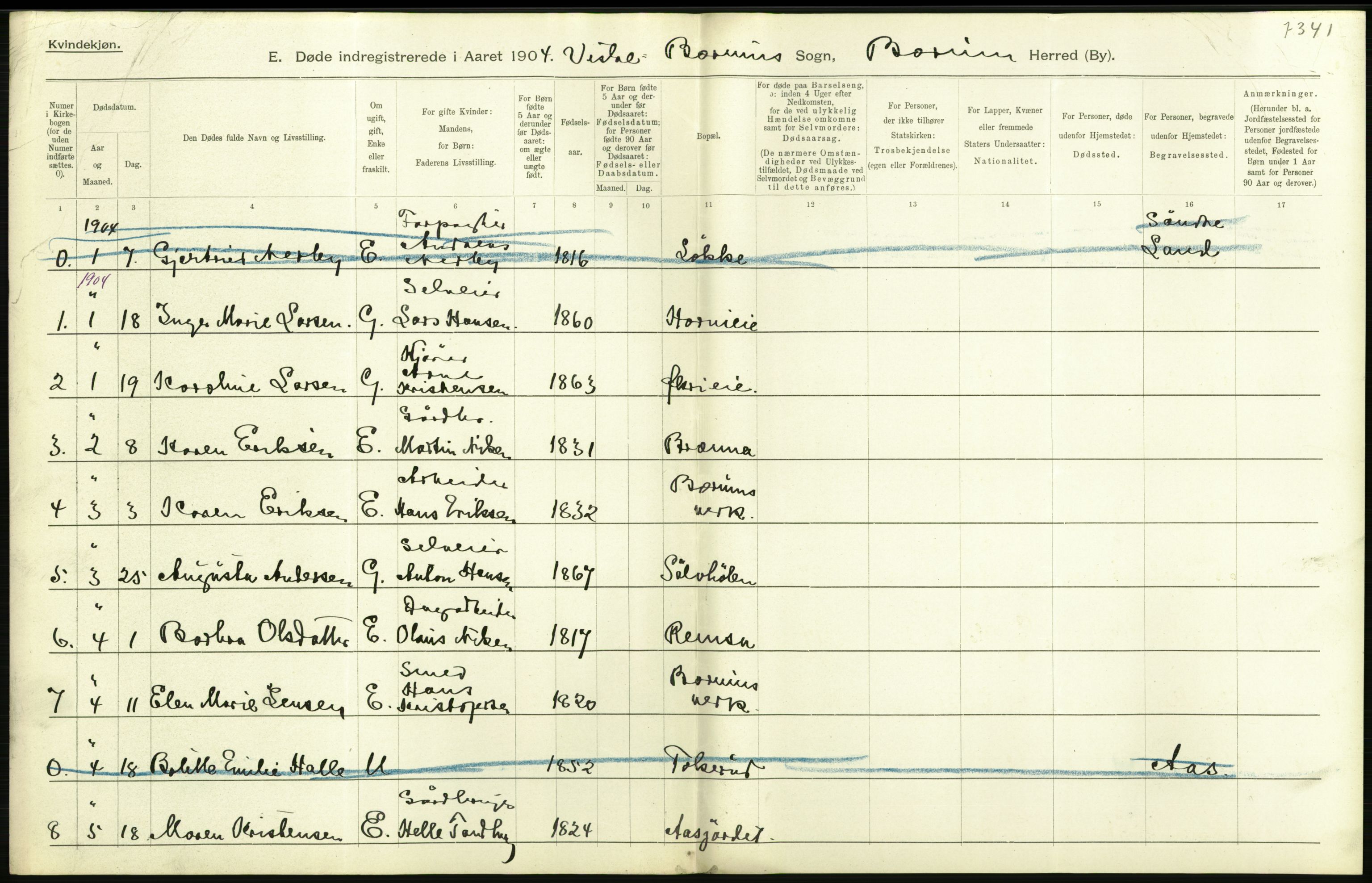 Statistisk sentralbyrå, Sosiodemografiske emner, Befolkning, AV/RA-S-2228/D/Df/Dfa/Dfab/L0002: Akershus amt: Fødte, gifte, døde, 1904, p. 592