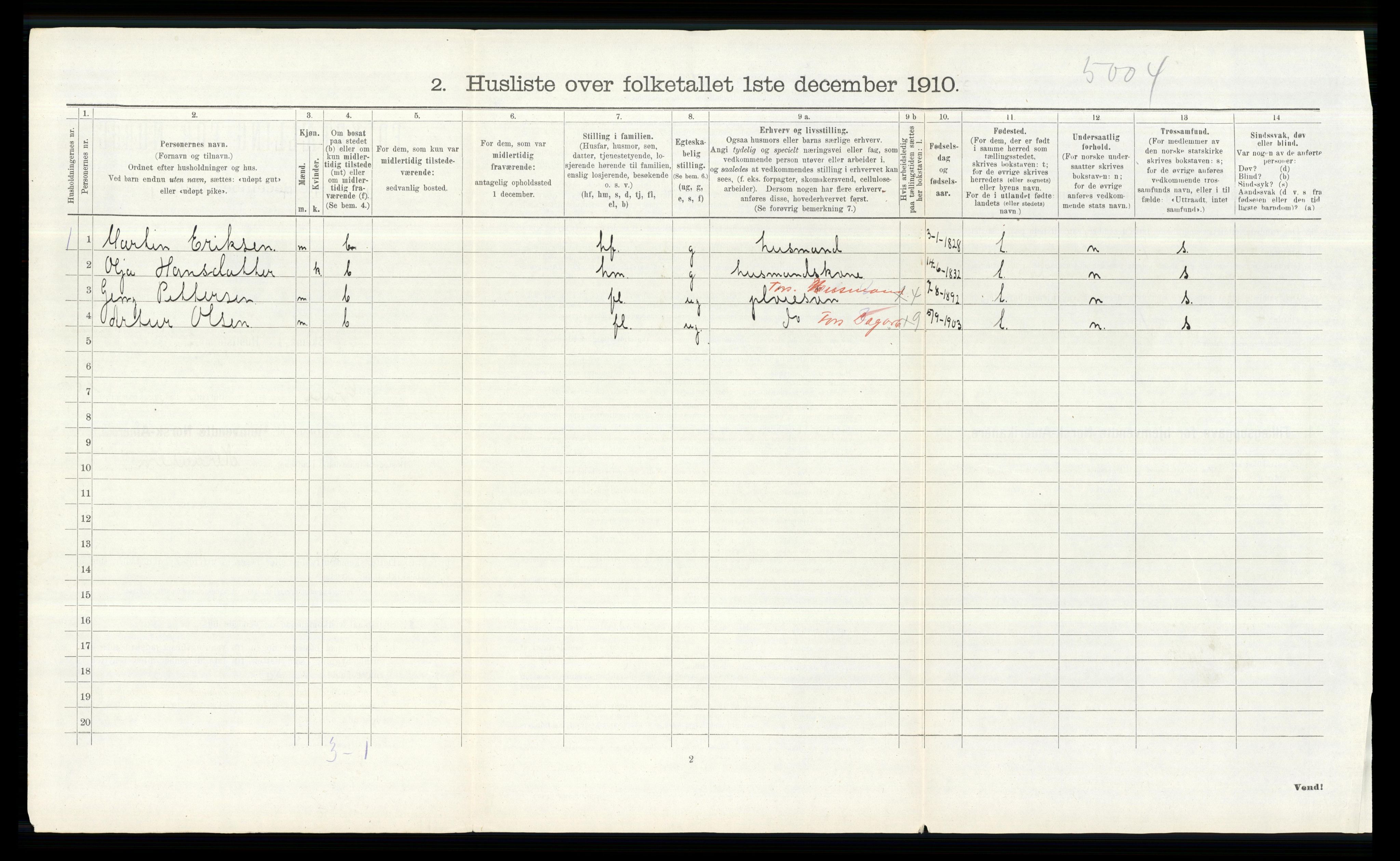 RA, 1910 census for Grue, 1910, p. 1834