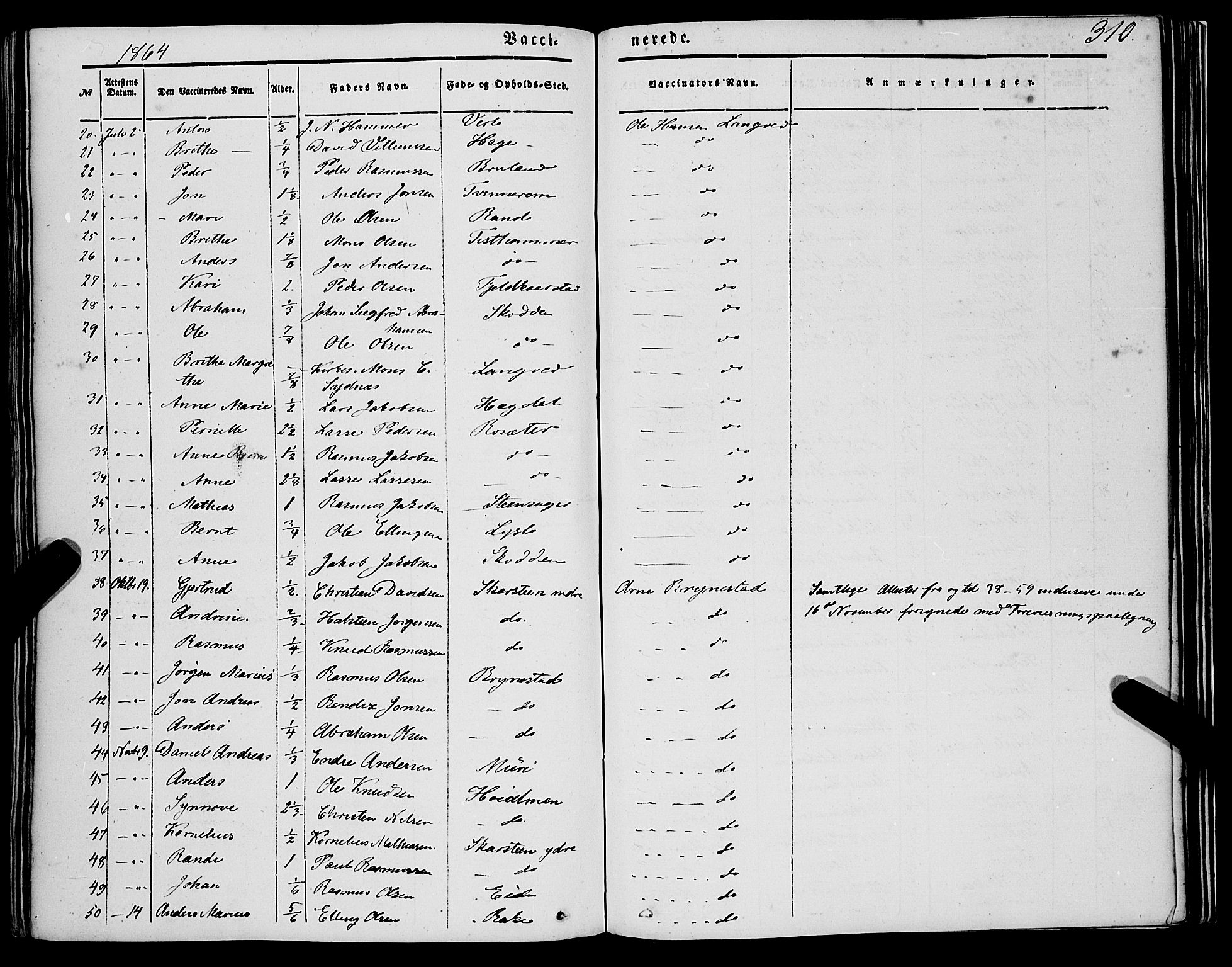 Innvik sokneprestembete, AV/SAB-A-80501: Parish register (official) no. A 5, 1847-1865, p. 310