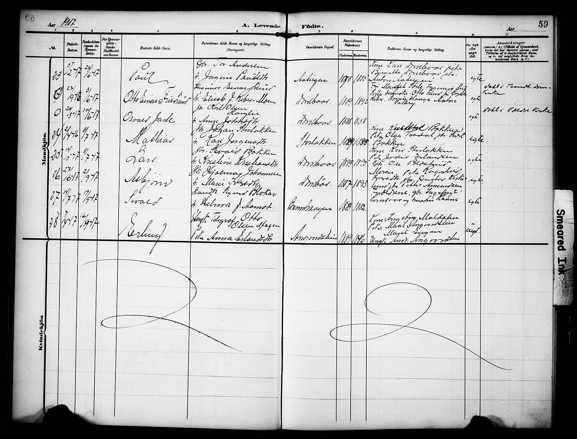 Dovre prestekontor, AV/SAH-PREST-066/H/Ha/Hab/L0003: Parish register (copy) no. 3, 1907-1929, p. 59