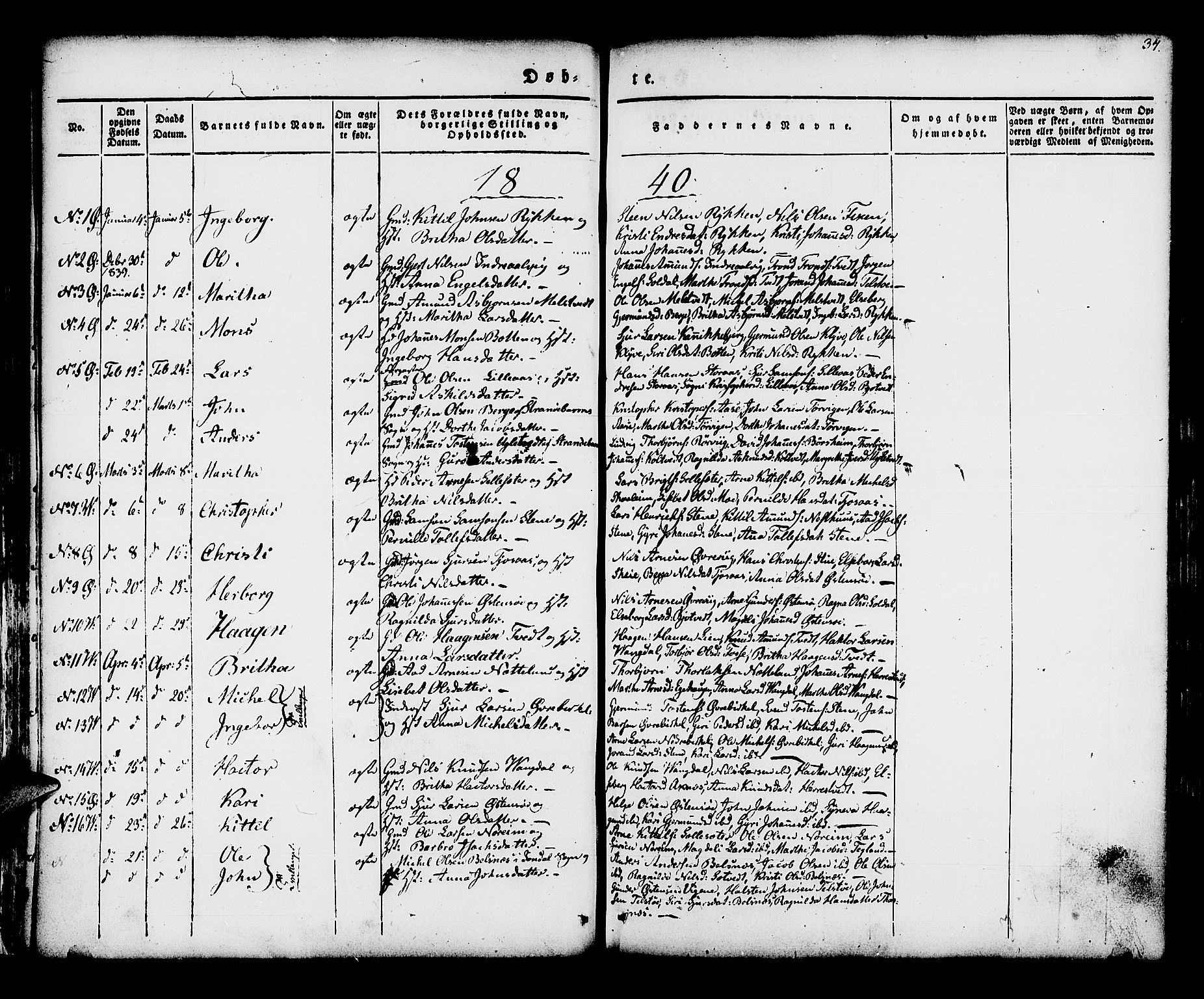 Kvam sokneprestembete, SAB/A-76201/H/Haa: Parish register (official) no. A 7, 1832-1843, p. 34