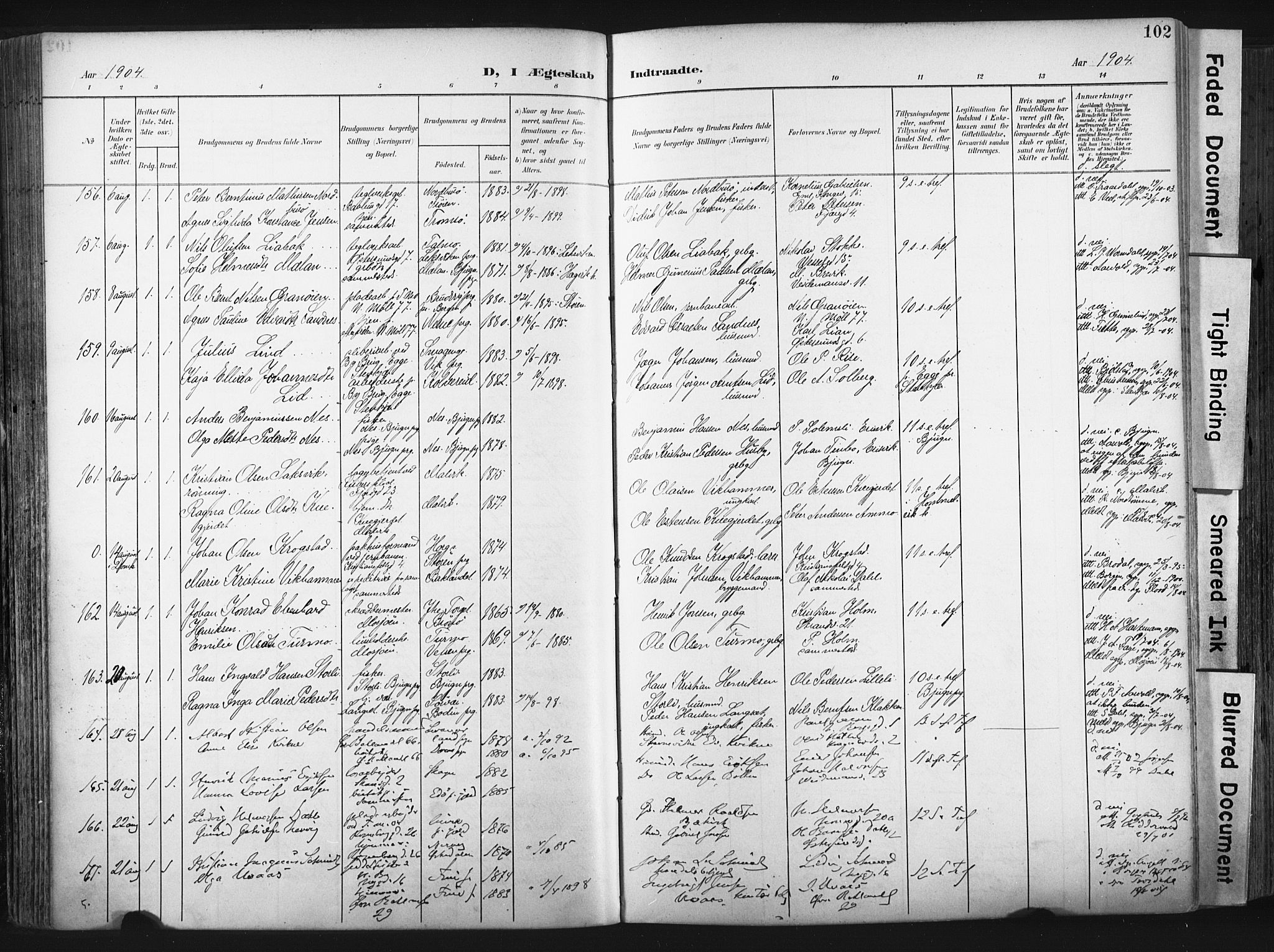 Ministerialprotokoller, klokkerbøker og fødselsregistre - Sør-Trøndelag, SAT/A-1456/604/L0201: Parish register (official) no. 604A21, 1901-1911, p. 102