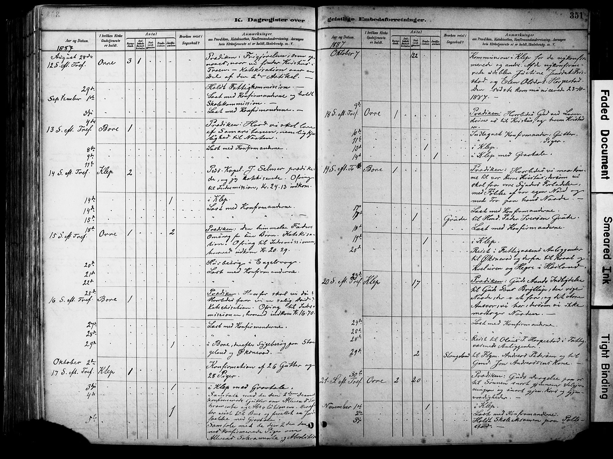 Klepp sokneprestkontor, AV/SAST-A-101803/001/3/30BA/L0009: Parish register (official) no. A 7, 1886-1915, p. 351