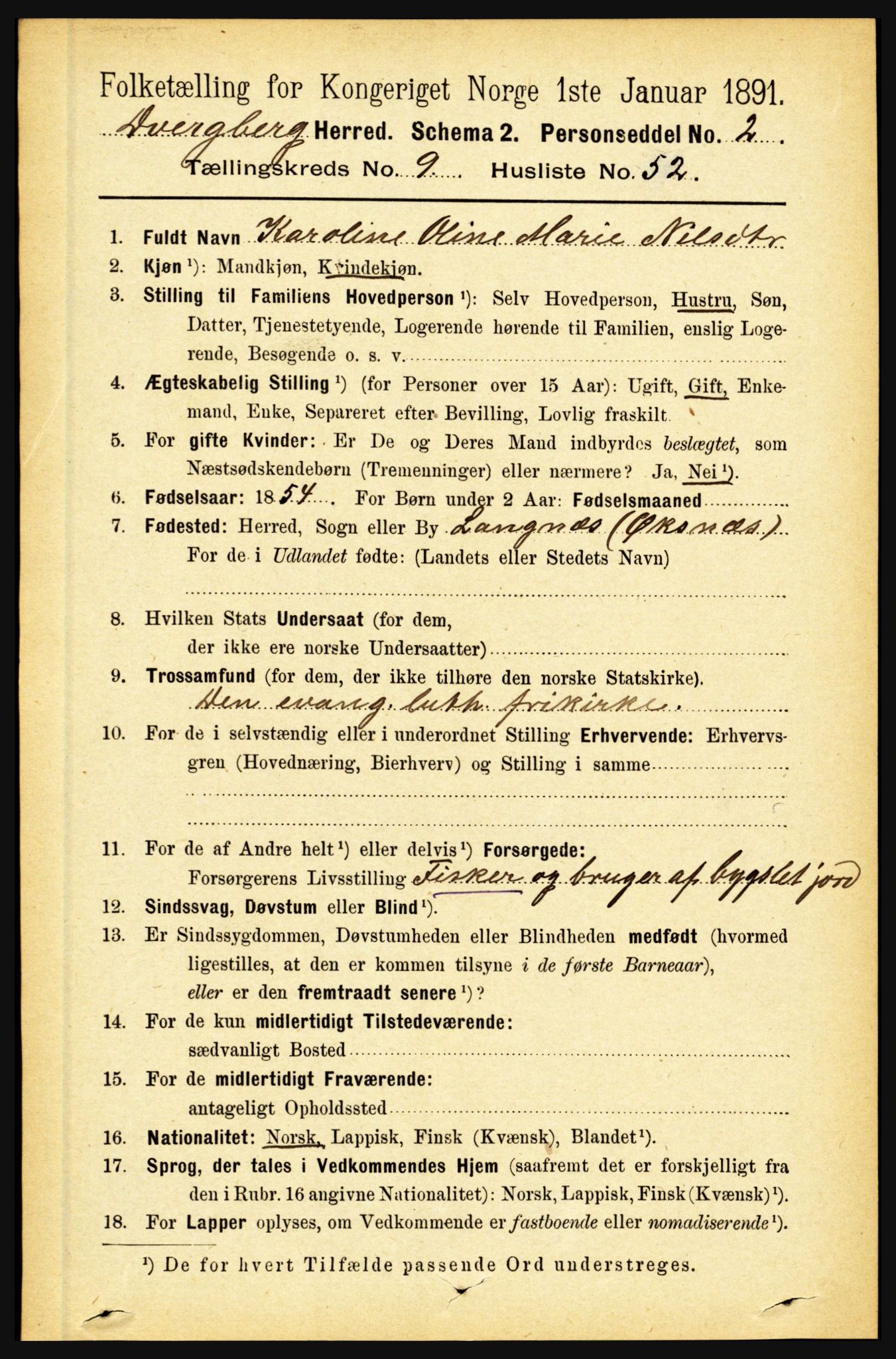 RA, 1891 census for 1872 Dverberg, 1891, p. 3874