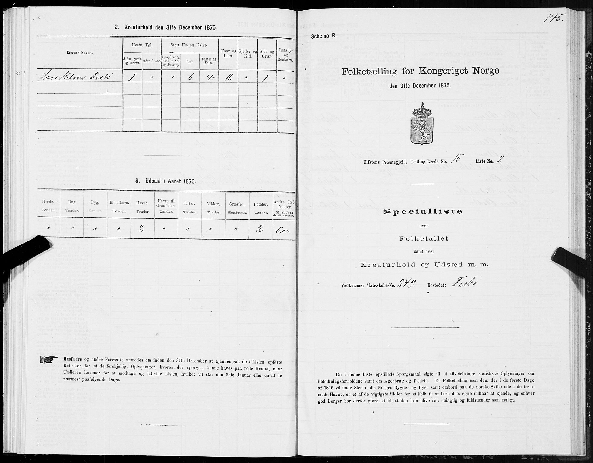 SAT, 1875 census for 1516P Ulstein, 1875, p. 5145