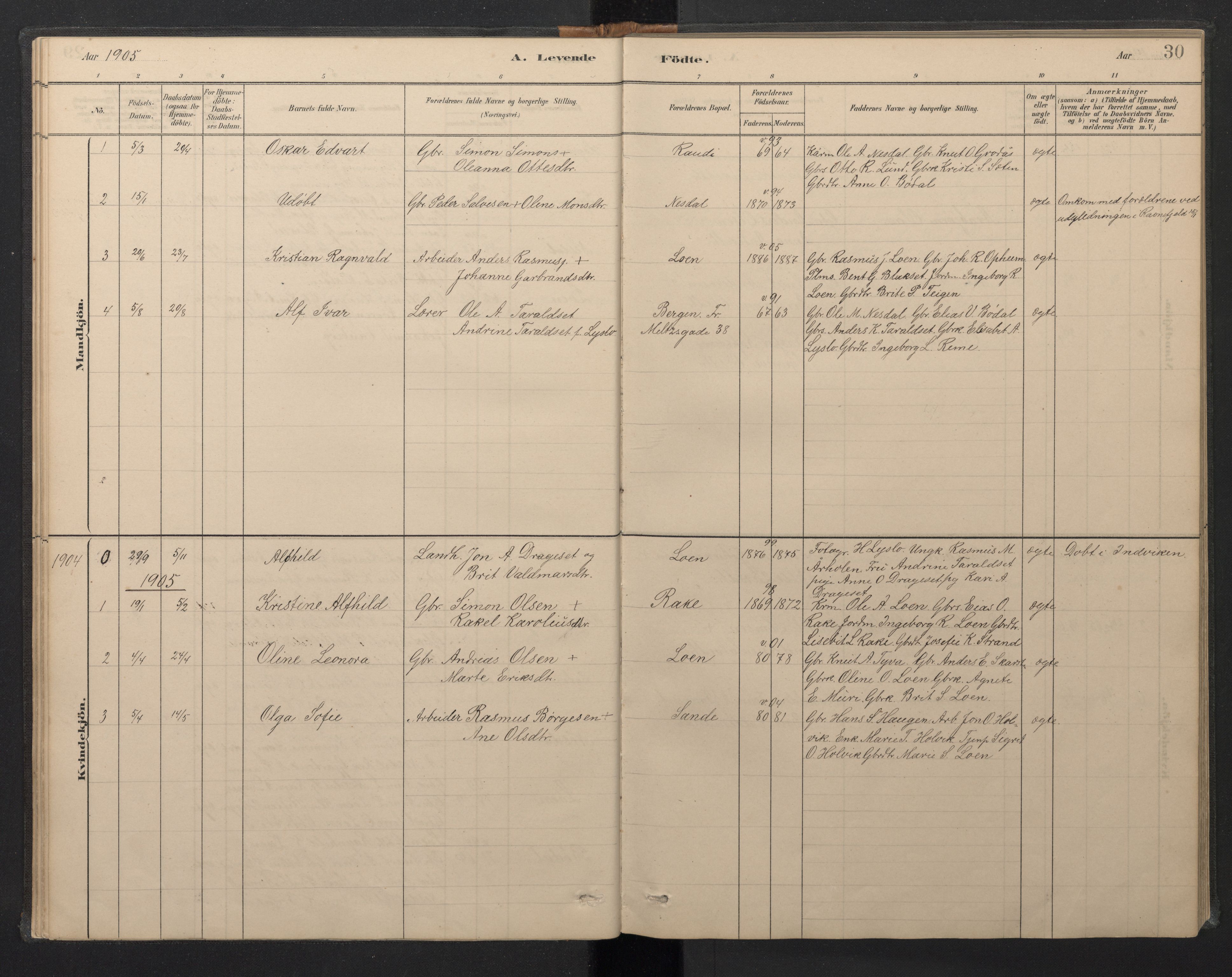 Stryn Sokneprestembete, AV/SAB-A-82501: Parish register (copy) no. B 3, 1881-1918, p. 29b-30a