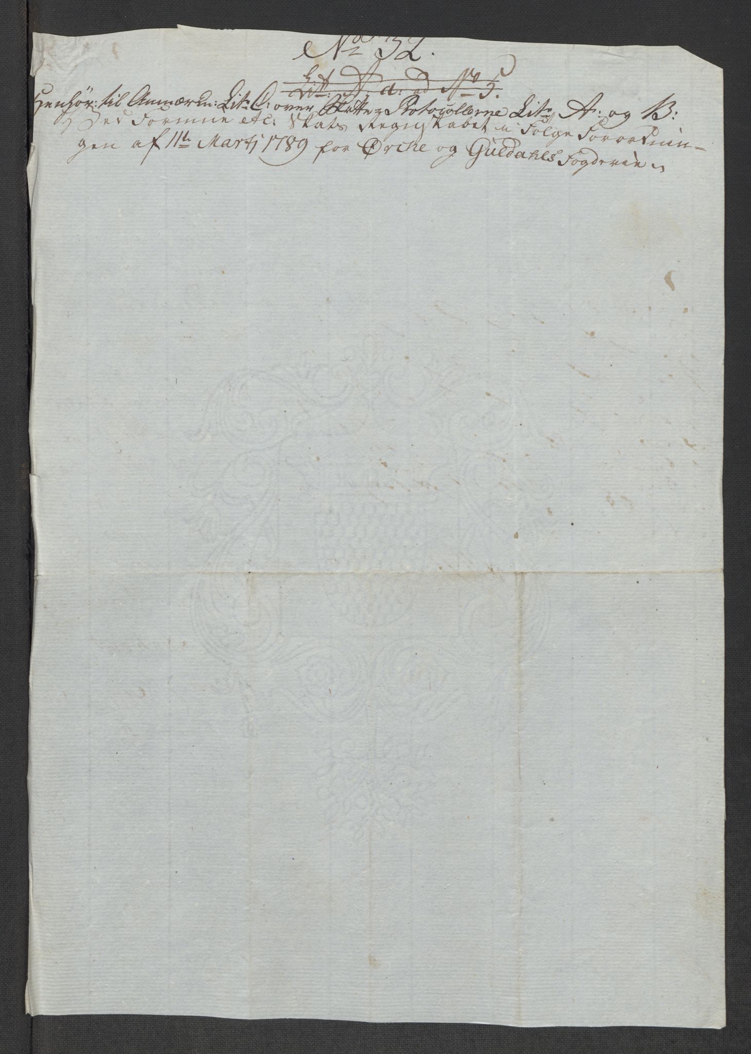 Rentekammeret inntil 1814, Reviderte regnskaper, Mindre regnskaper, AV/RA-EA-4068/Rf/Rfe/L0032: Numedal og Sandsvær fogderi, Orkdal og Gauldal fogderi, 1789, p. 197