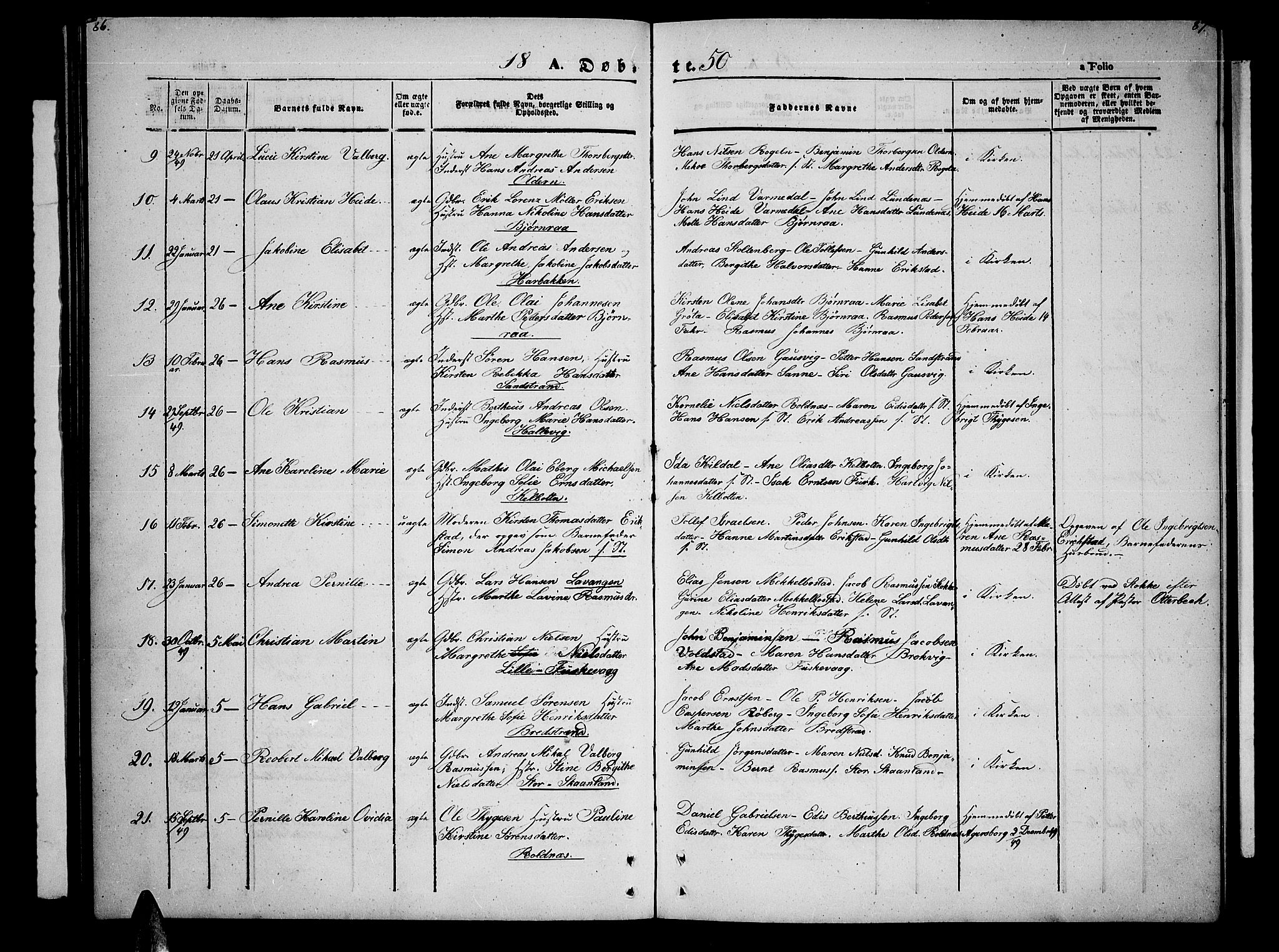 Trondenes sokneprestkontor, AV/SATØ-S-1319/H/Hb/L0006klokker: Parish register (copy) no. 6, 1845-1855, p. 86-87