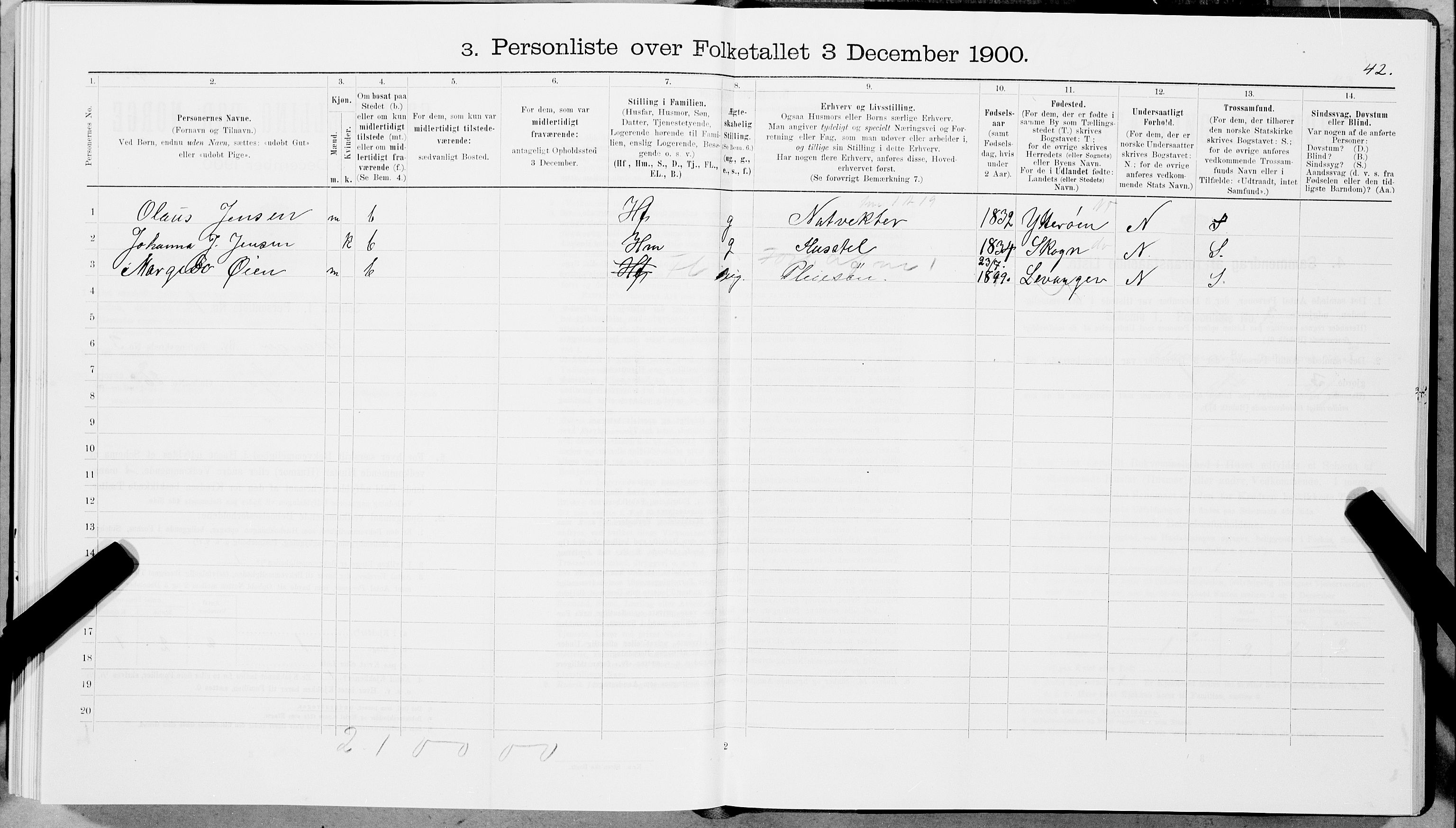 SAT, 1900 census for Levanger, 1900, p. 387