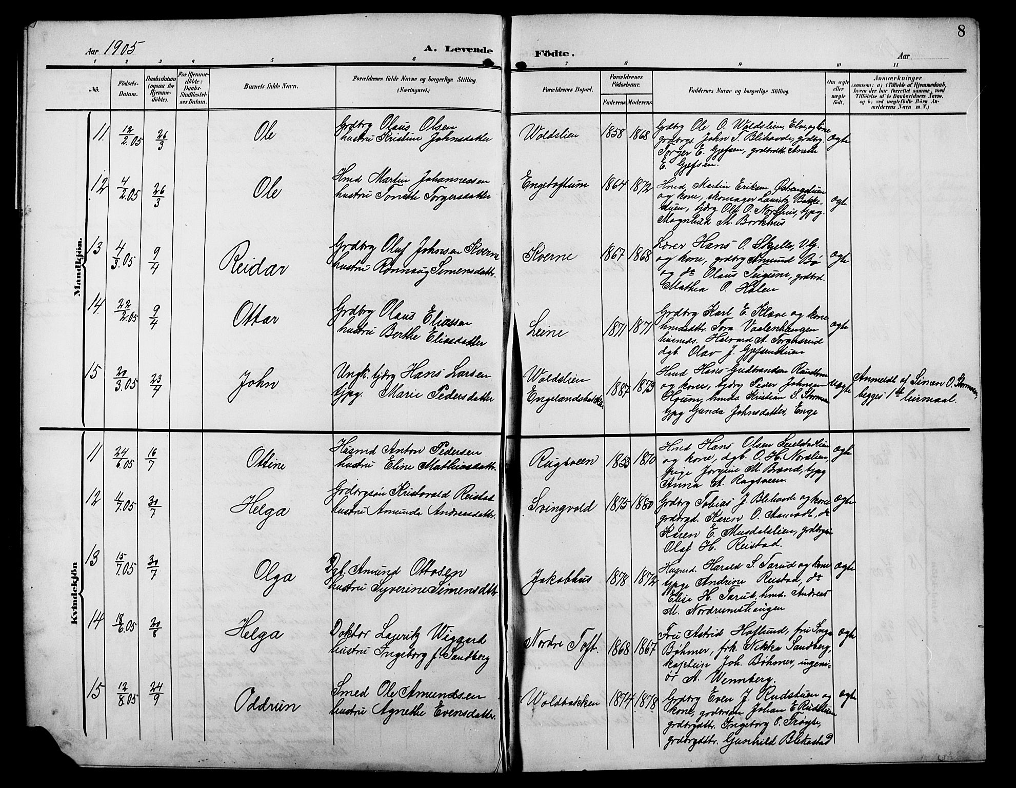 Østre Gausdal prestekontor, AV/SAH-PREST-092/H/Ha/Hab/L0004: Parish register (copy) no. 4, 1905-1923, p. 8