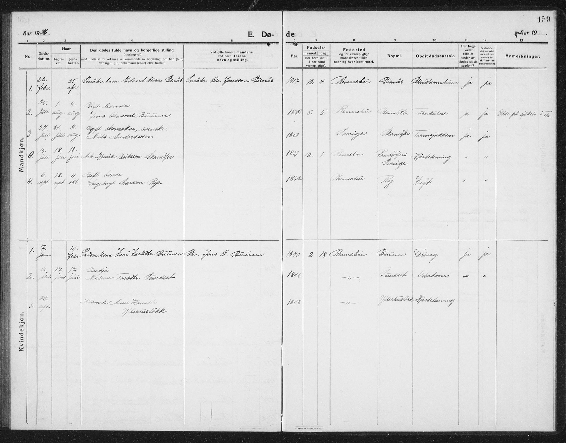 Ministerialprotokoller, klokkerbøker og fødselsregistre - Sør-Trøndelag, SAT/A-1456/675/L0888: Parish register (copy) no. 675C01, 1913-1935, p. 159