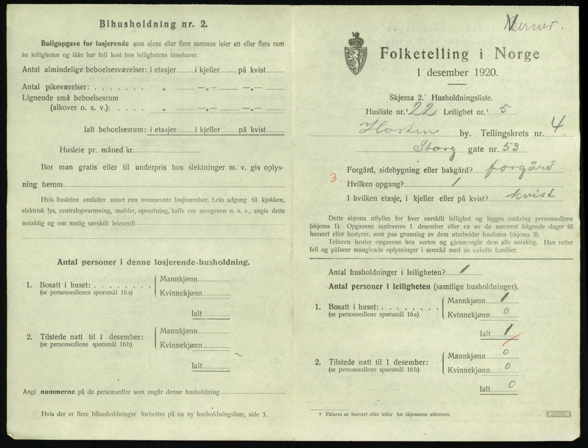SAKO, 1920 census for Horten, 1920, p. 4907