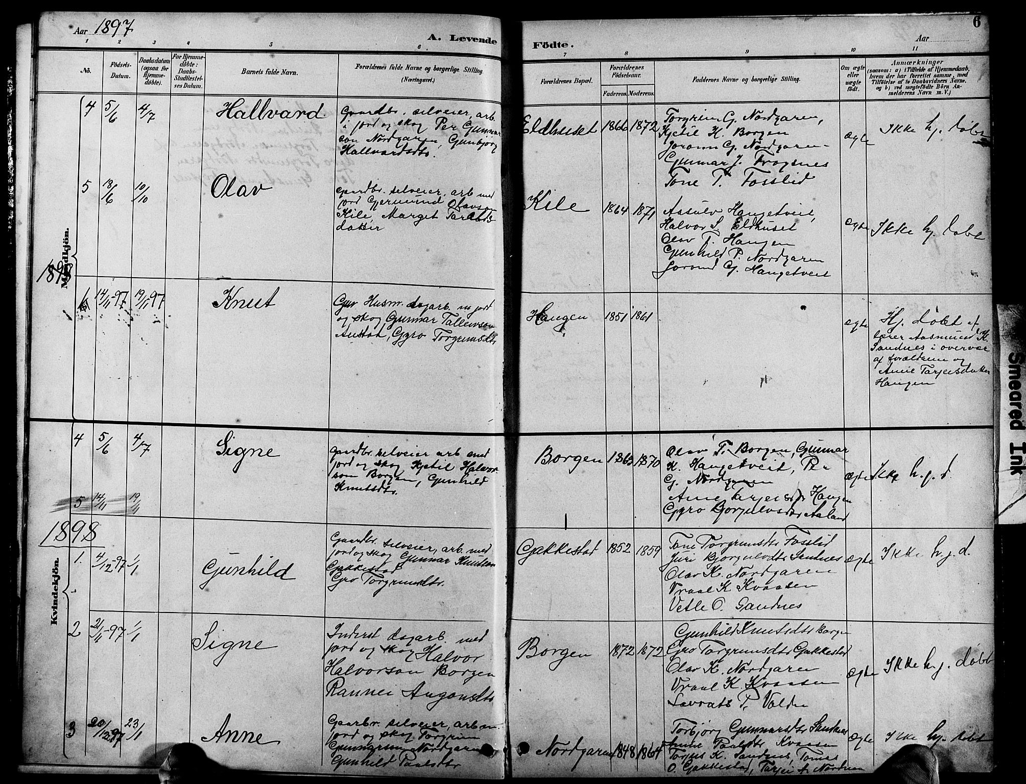 Bygland sokneprestkontor, AV/SAK-1111-0006/F/Fb/Fbc/L0002: Parish register (copy) no. B 2, 1895-1916, p. 6