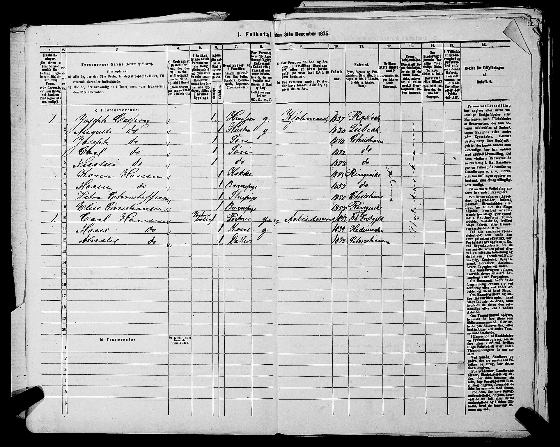 RA, 1875 census for 0218aP Vestre Aker, 1875, p. 2567