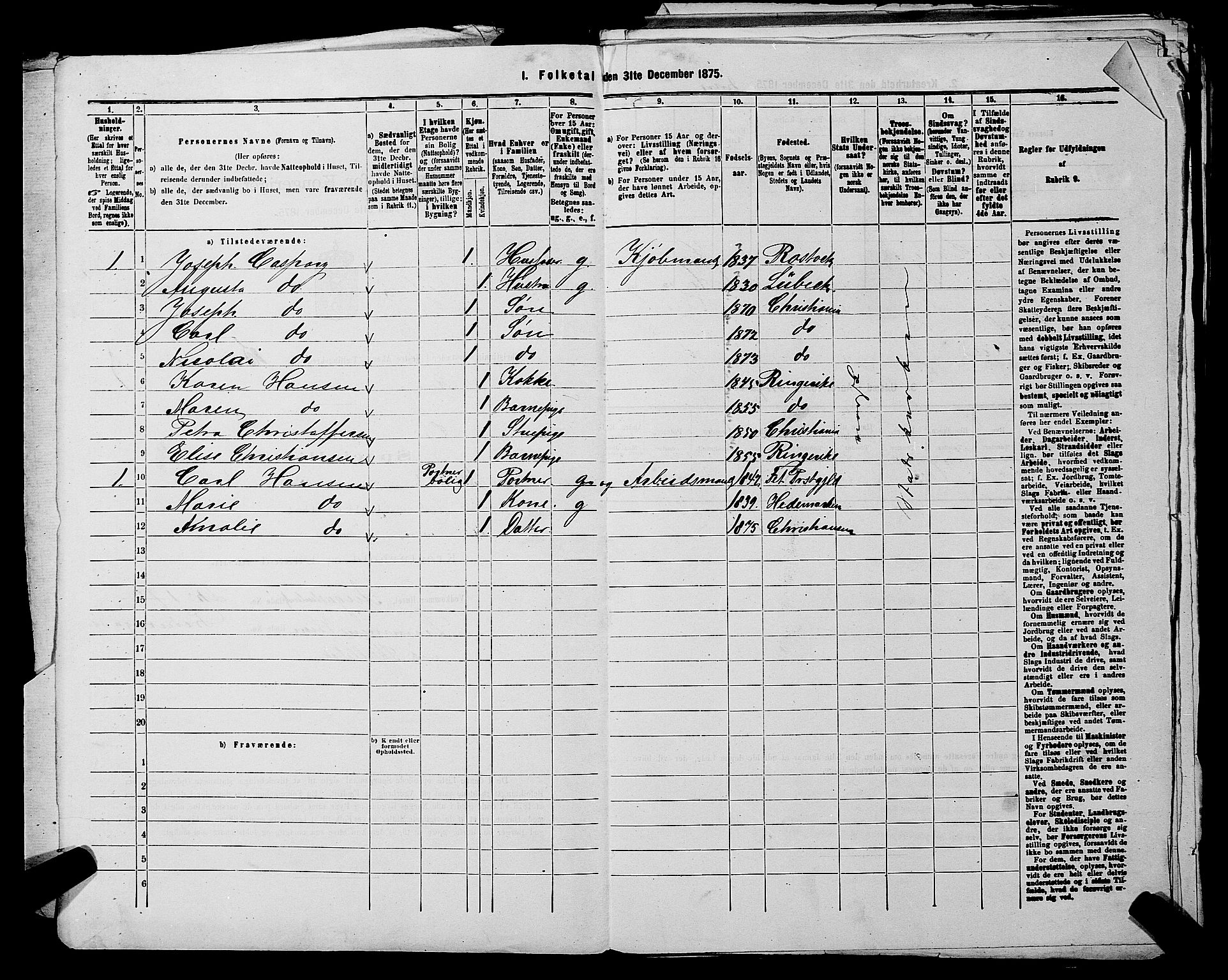 RA, 1875 census for 0218aP Vestre Aker, 1875, p. 2567