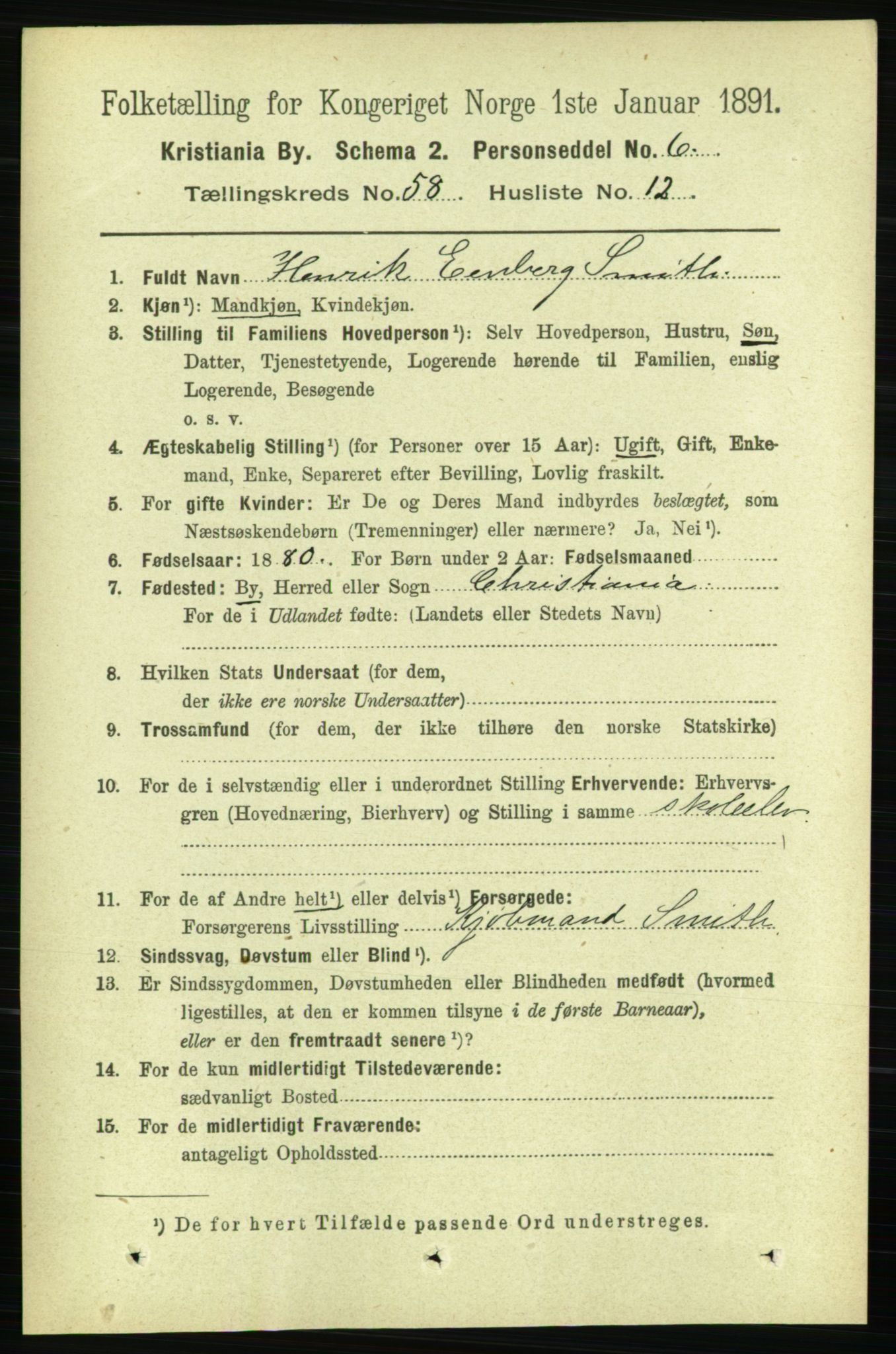 RA, 1891 census for 0301 Kristiania, 1891, p. 30824