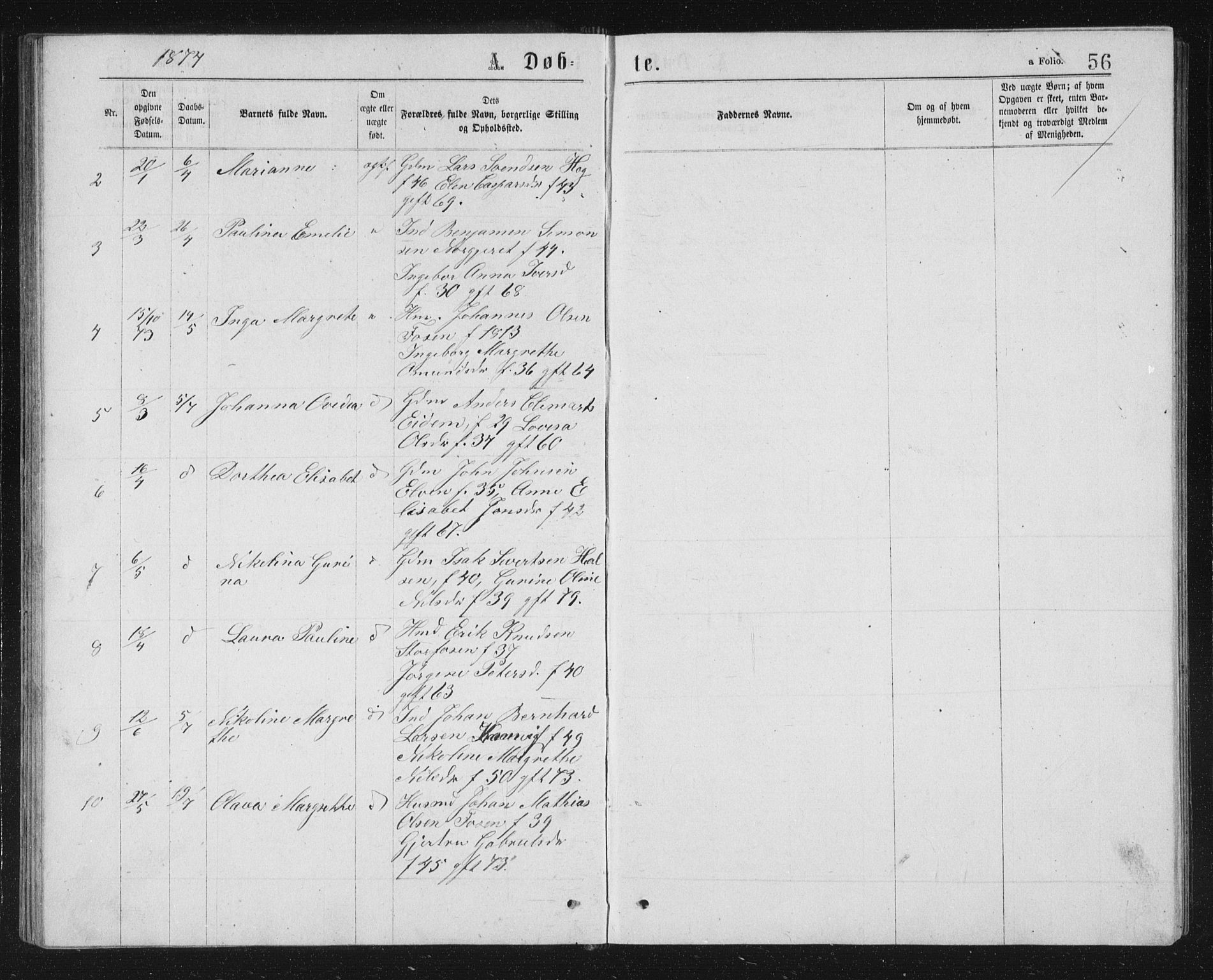 Ministerialprotokoller, klokkerbøker og fødselsregistre - Sør-Trøndelag, SAT/A-1456/662/L0756: Parish register (copy) no. 662C01, 1869-1891, p. 56