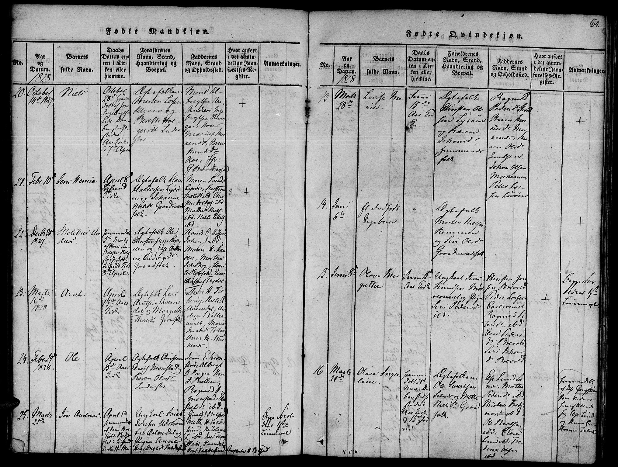 Ministerialprotokoller, klokkerbøker og fødselsregistre - Sør-Trøndelag, AV/SAT-A-1456/655/L0675: Parish register (official) no. 655A04, 1818-1830, p. 64