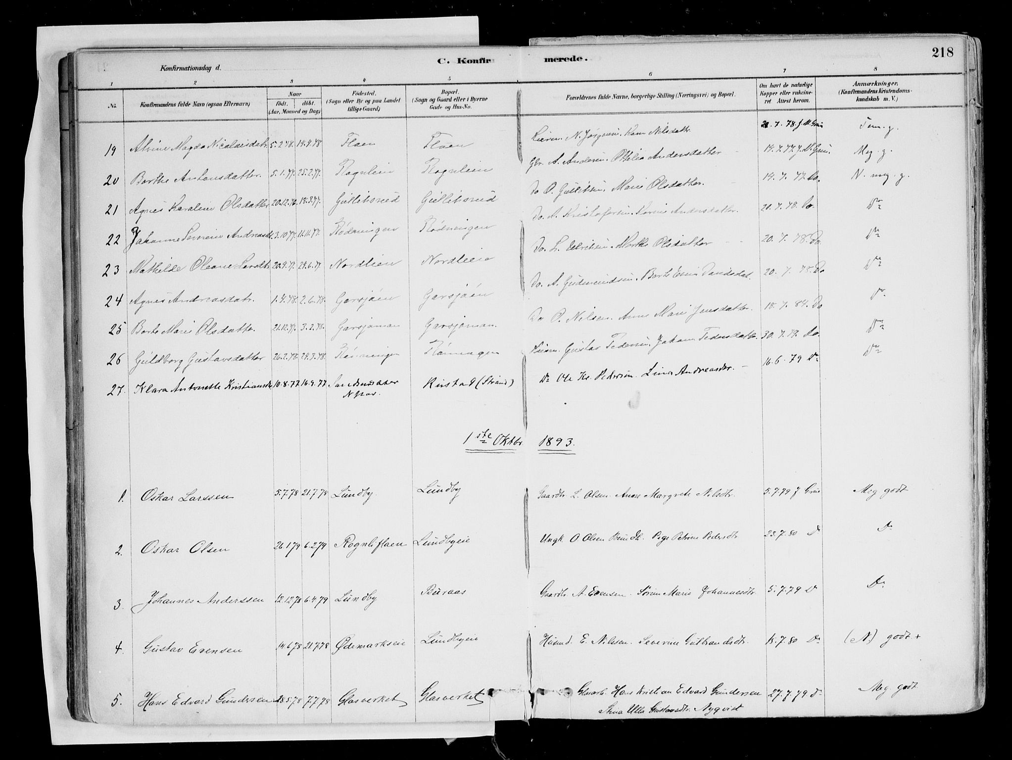 Hurdal prestekontor Kirkebøker, SAO/A-10889/F/Fa/L0007: Parish register (official) no. I 7, 1878-1906, p. 218