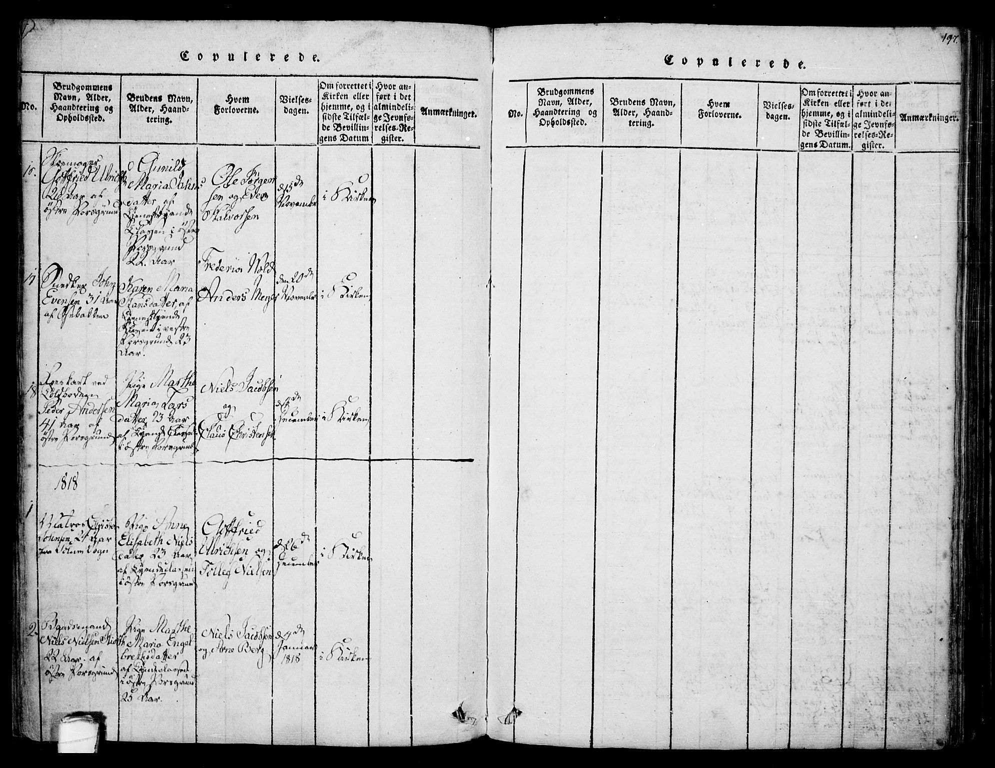Porsgrunn kirkebøker , SAKO/A-104/F/Fa/L0004: Parish register (official) no. 4, 1814-1828, p. 197