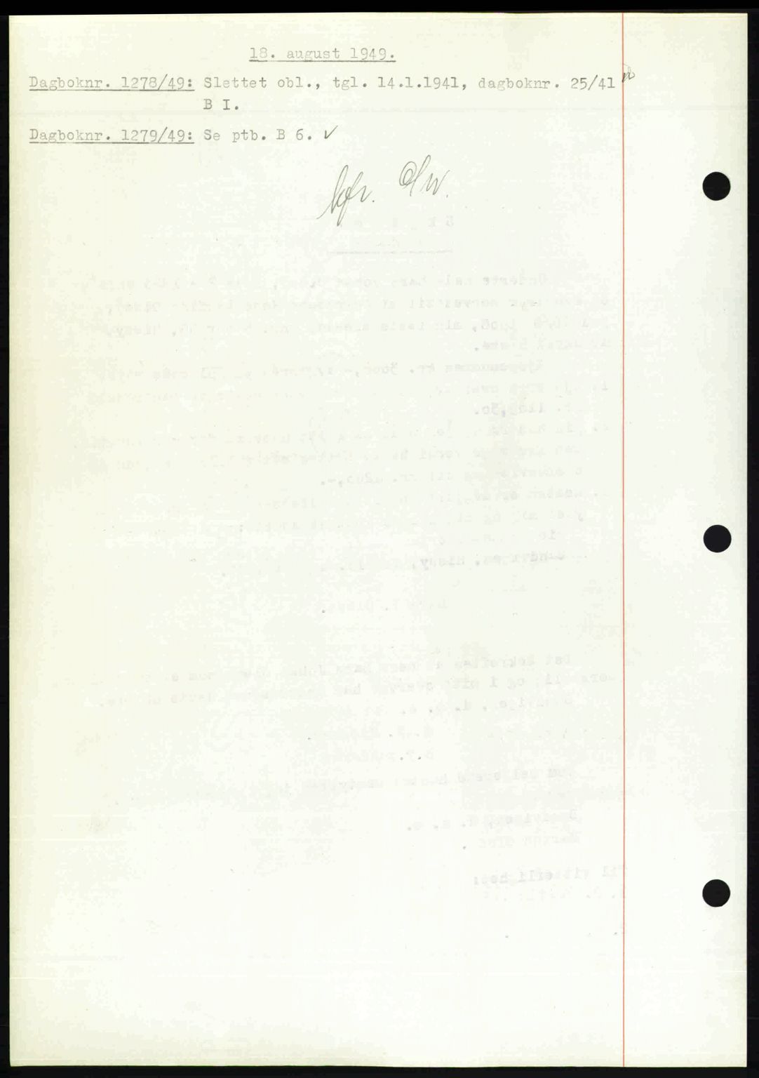 Nedenes sorenskriveri, SAK/1221-0006/G/Gb/Gba/L0061: Mortgage book no. A13, 1949-1949, Diary no: : 1278/1949