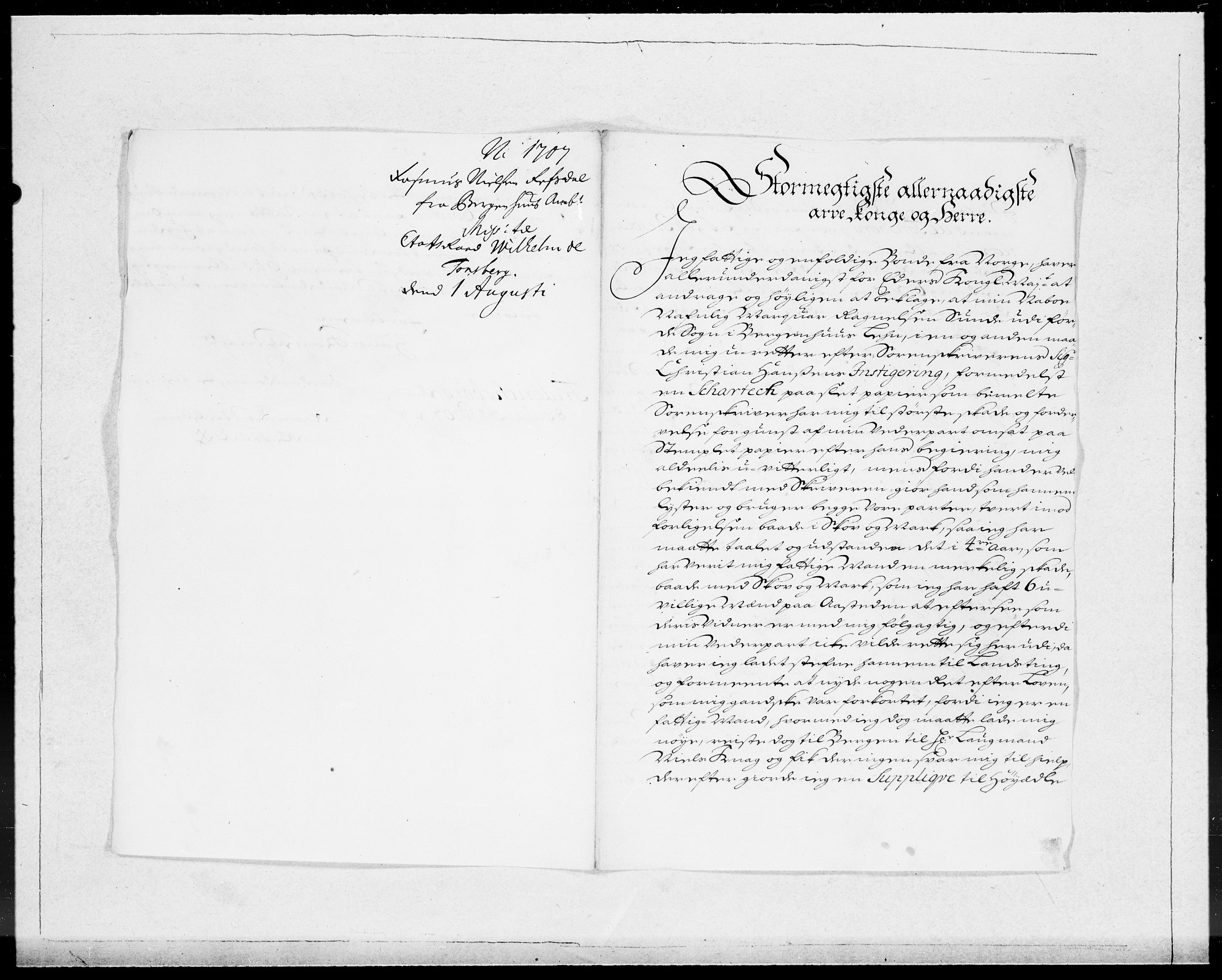 Danske Kanselli 1572-1799, RA/EA-3023/F/Fc/Fcc/Fcca/L0064: Norske innlegg 1572-1799, 1707, p. 2