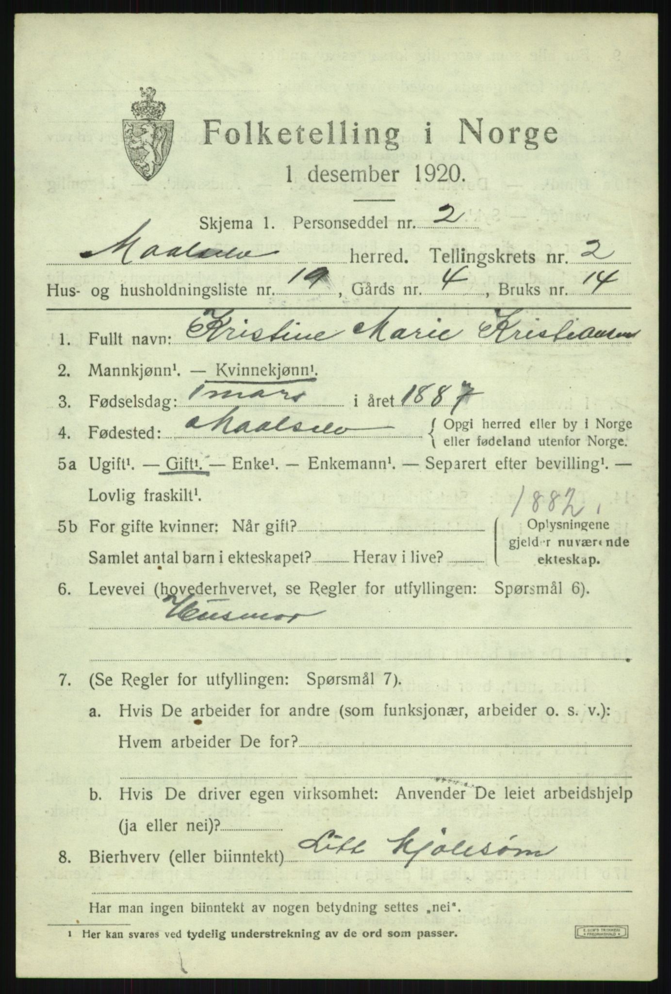 SATØ, 1920 census for Målselv, 1920, p. 2005