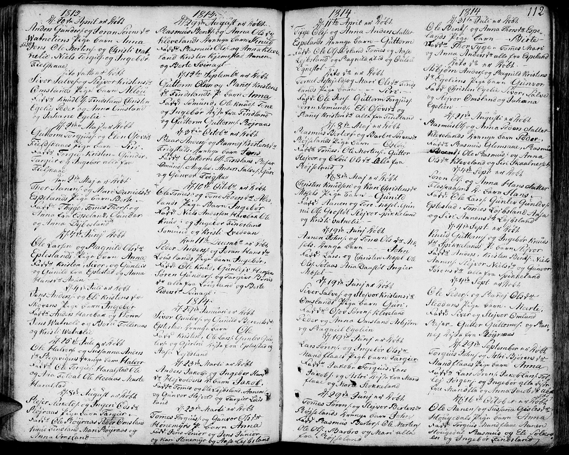 Bjelland sokneprestkontor, SAK/1111-0005/F/Fa/Faa/L0001: Parish register (official) no. A 1 /2, 1793-1815, p. 112