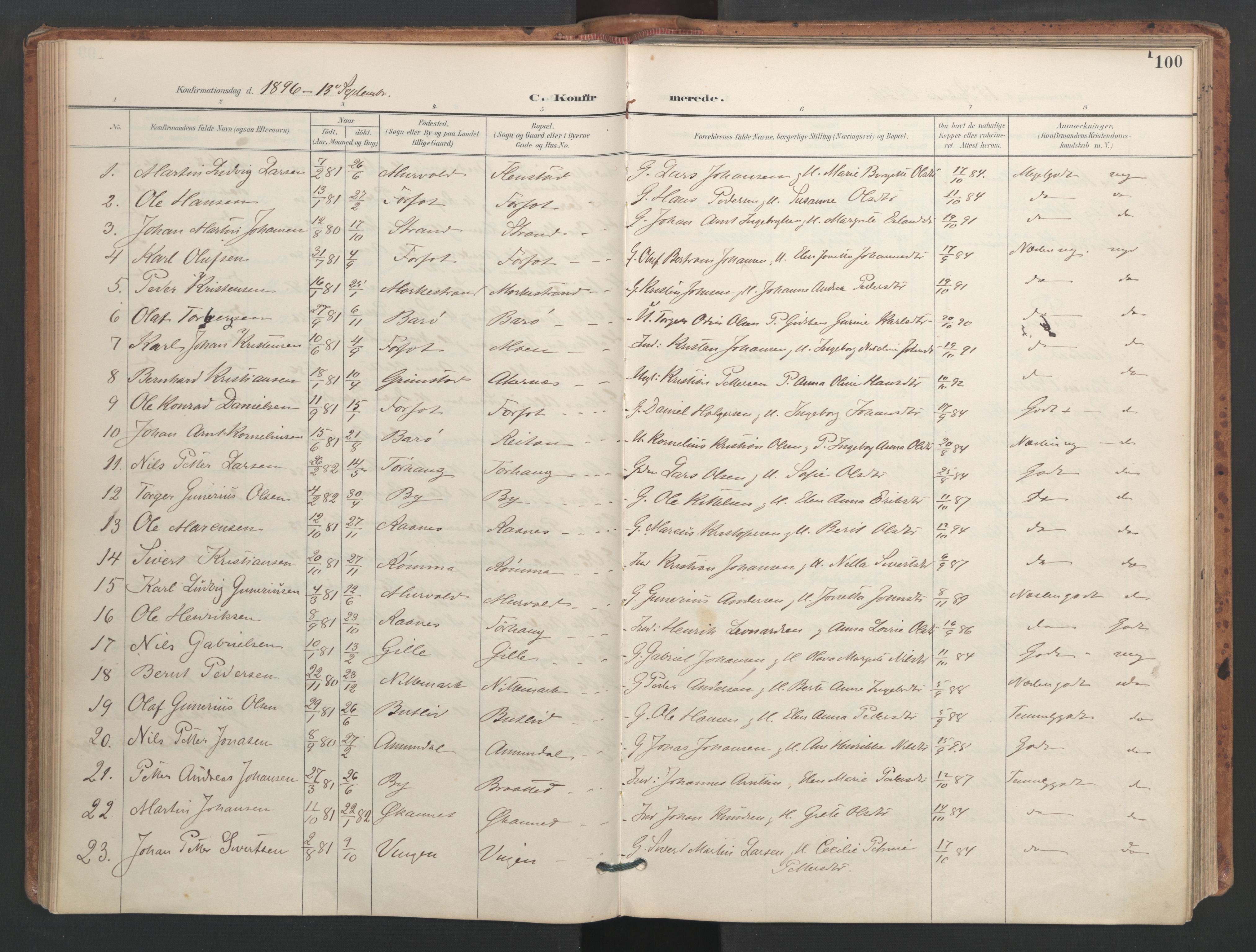 Ministerialprotokoller, klokkerbøker og fødselsregistre - Sør-Trøndelag, SAT/A-1456/655/L0681: Parish register (official) no. 655A10, 1895-1907, p. 100