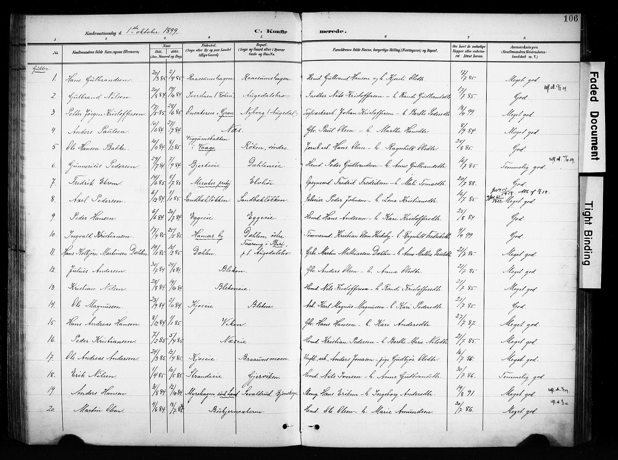 Brandbu prestekontor, SAH/PREST-114/H/Ha/Haa/L0001: Parish register (official) no. 1, 1900-1912, p. 106