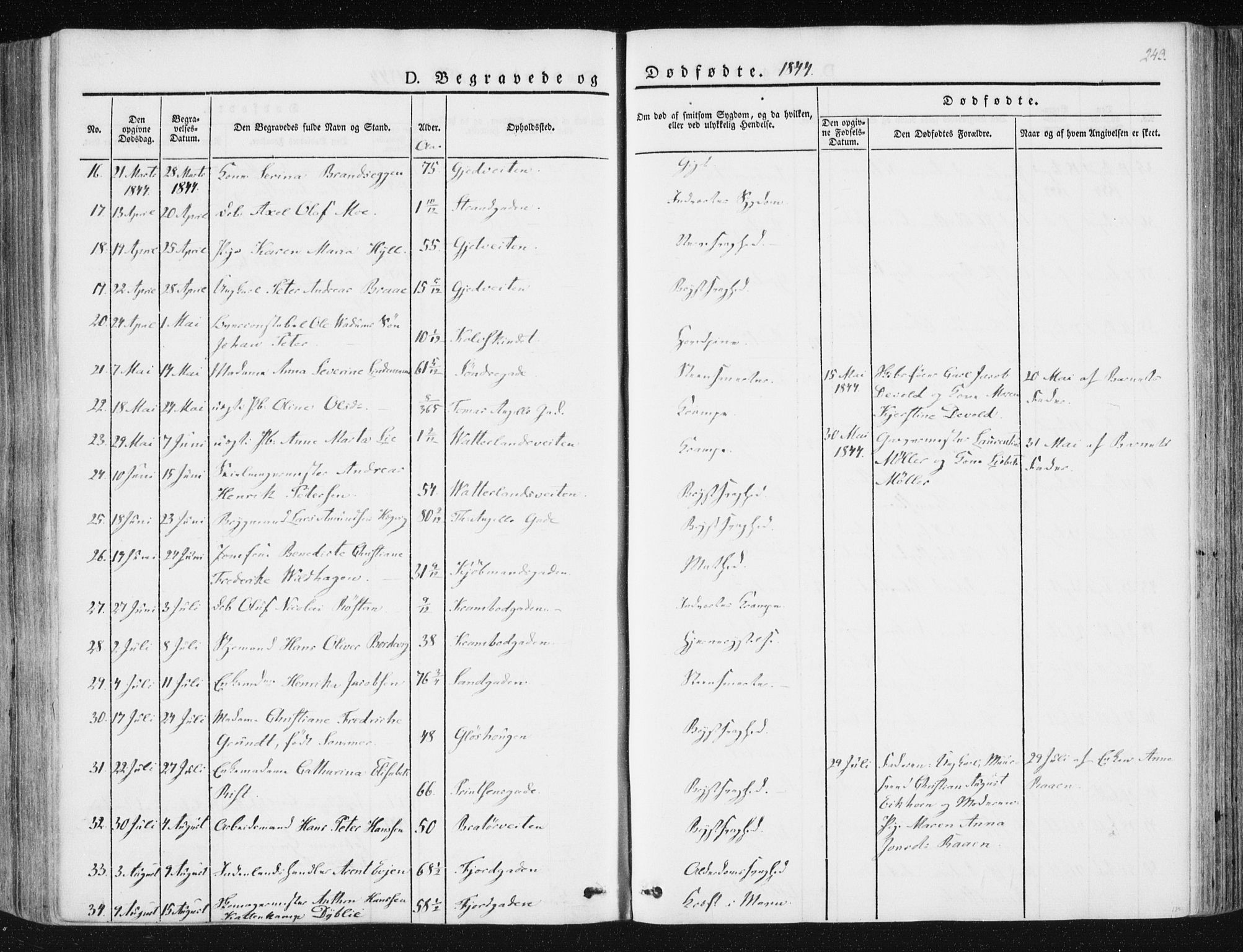 Ministerialprotokoller, klokkerbøker og fødselsregistre - Sør-Trøndelag, SAT/A-1456/602/L0110: Parish register (official) no. 602A08, 1840-1854, p. 243