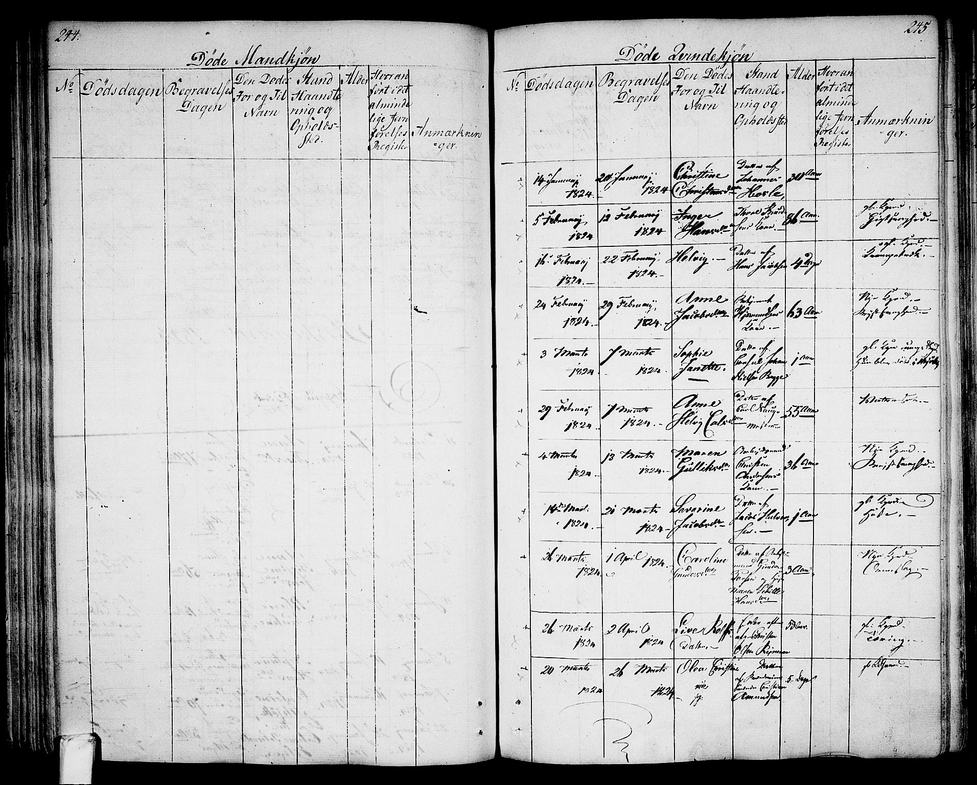 Larvik kirkebøker, SAKO/A-352/G/Ga/L0002: Parish register (copy) no. I 2, 1807-1830, p. 244-245