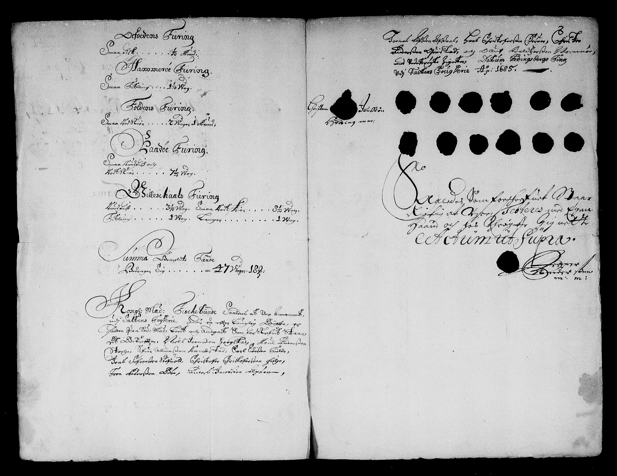 Rentekammeret inntil 1814, Reviderte regnskaper, Stiftamtstueregnskaper, Trondheim stiftamt og Nordland amt, AV/RA-EA-6044/R/Rg/L0082: Trondheim stiftamt og Nordland amt, 1685