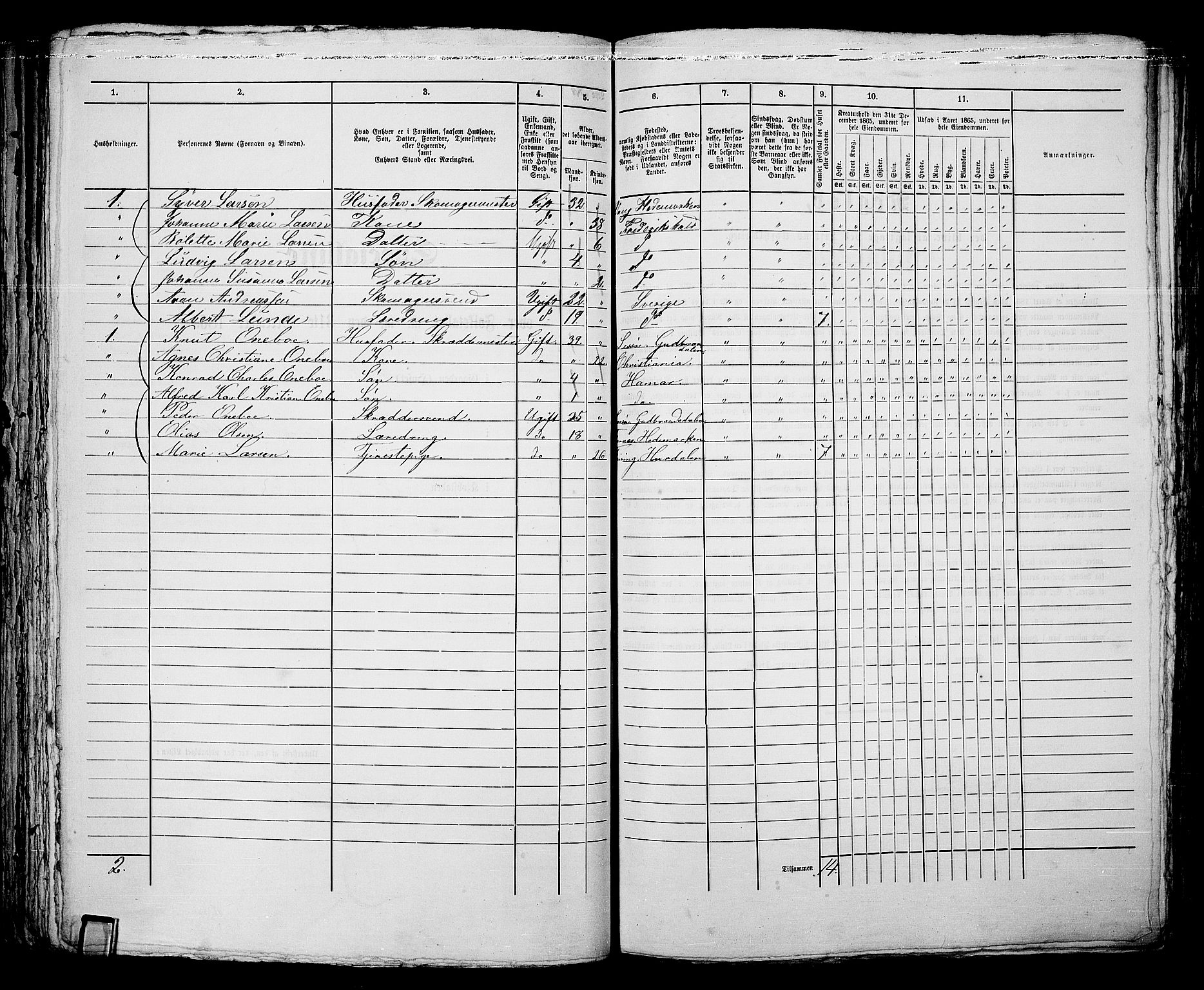 RA, 1865 census for Fredrikshald, 1865, p. 578