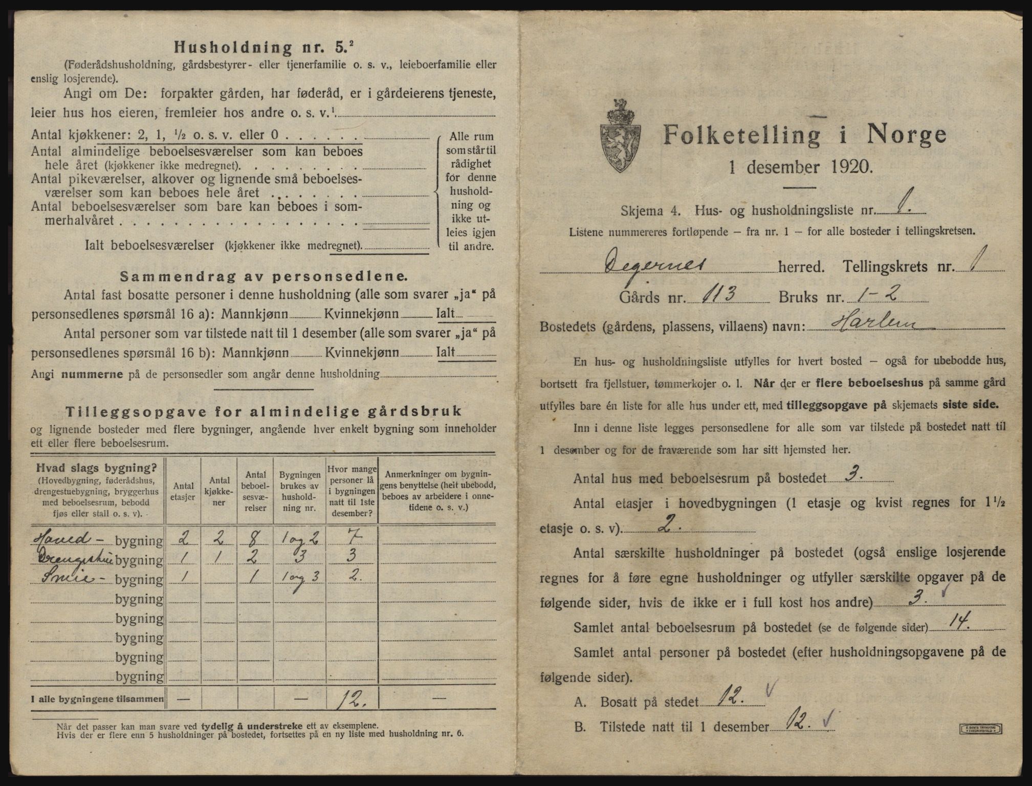 SAO, 1920 census for Degernes, 1920, p. 28