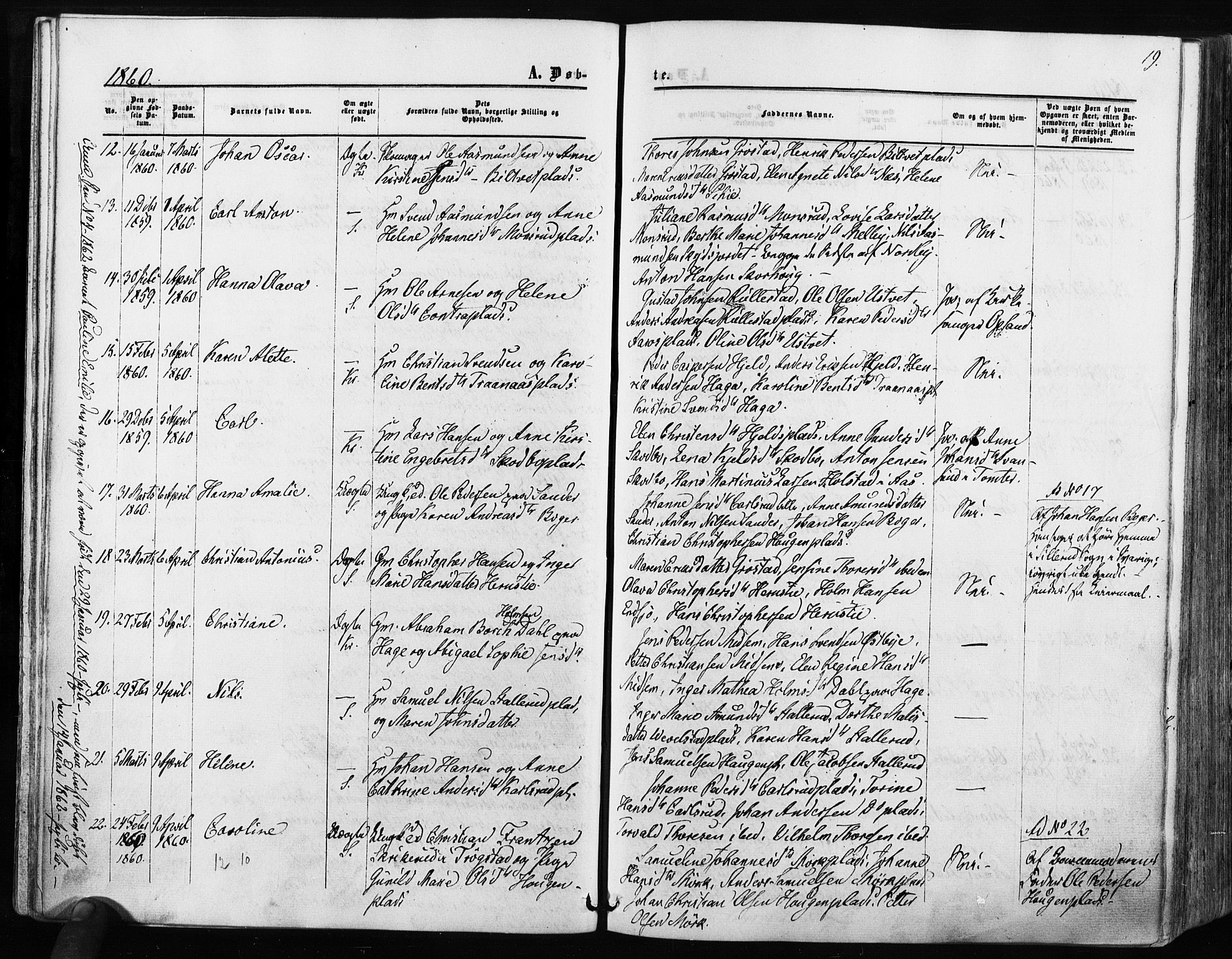 Kråkstad prestekontor Kirkebøker, SAO/A-10125a/F/Fa/L0007: Parish register (official) no. I 7, 1858-1870, p. 19