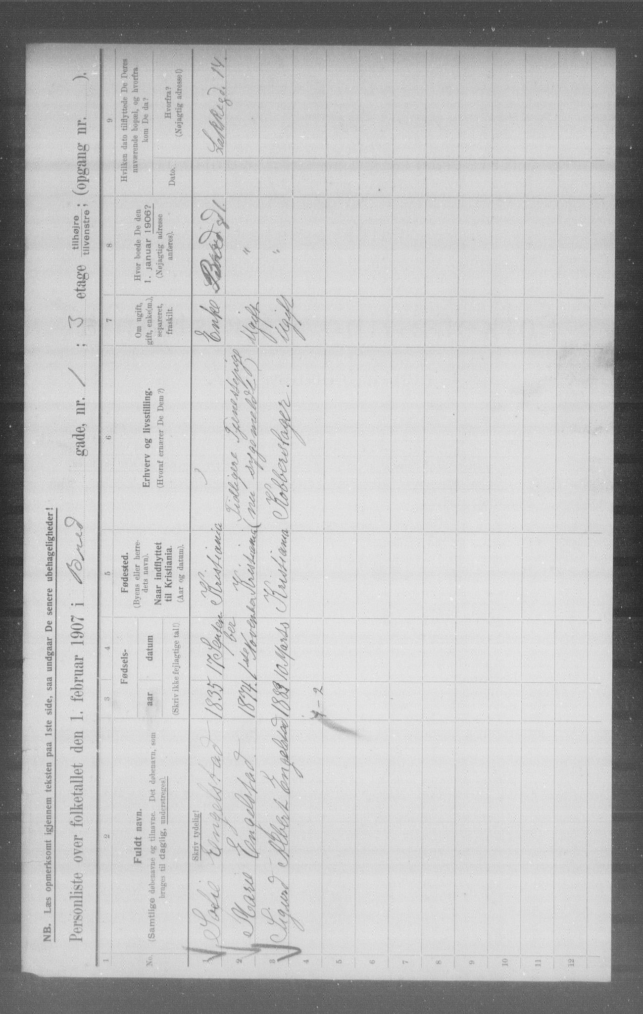 OBA, Municipal Census 1907 for Kristiania, 1907, p. 4220