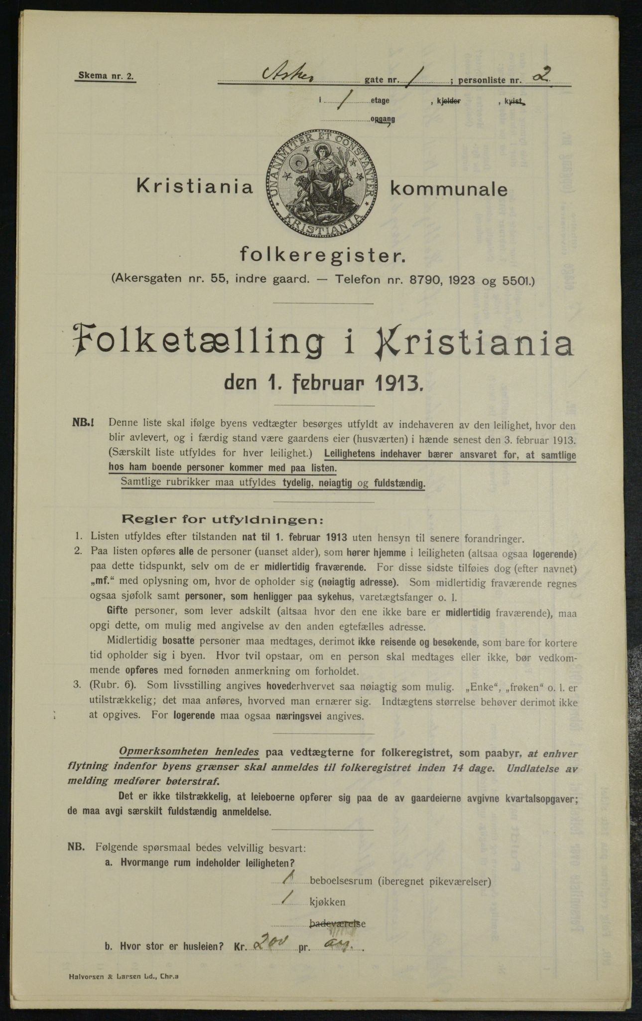 OBA, Municipal Census 1913 for Kristiania, 1913, p. 2411