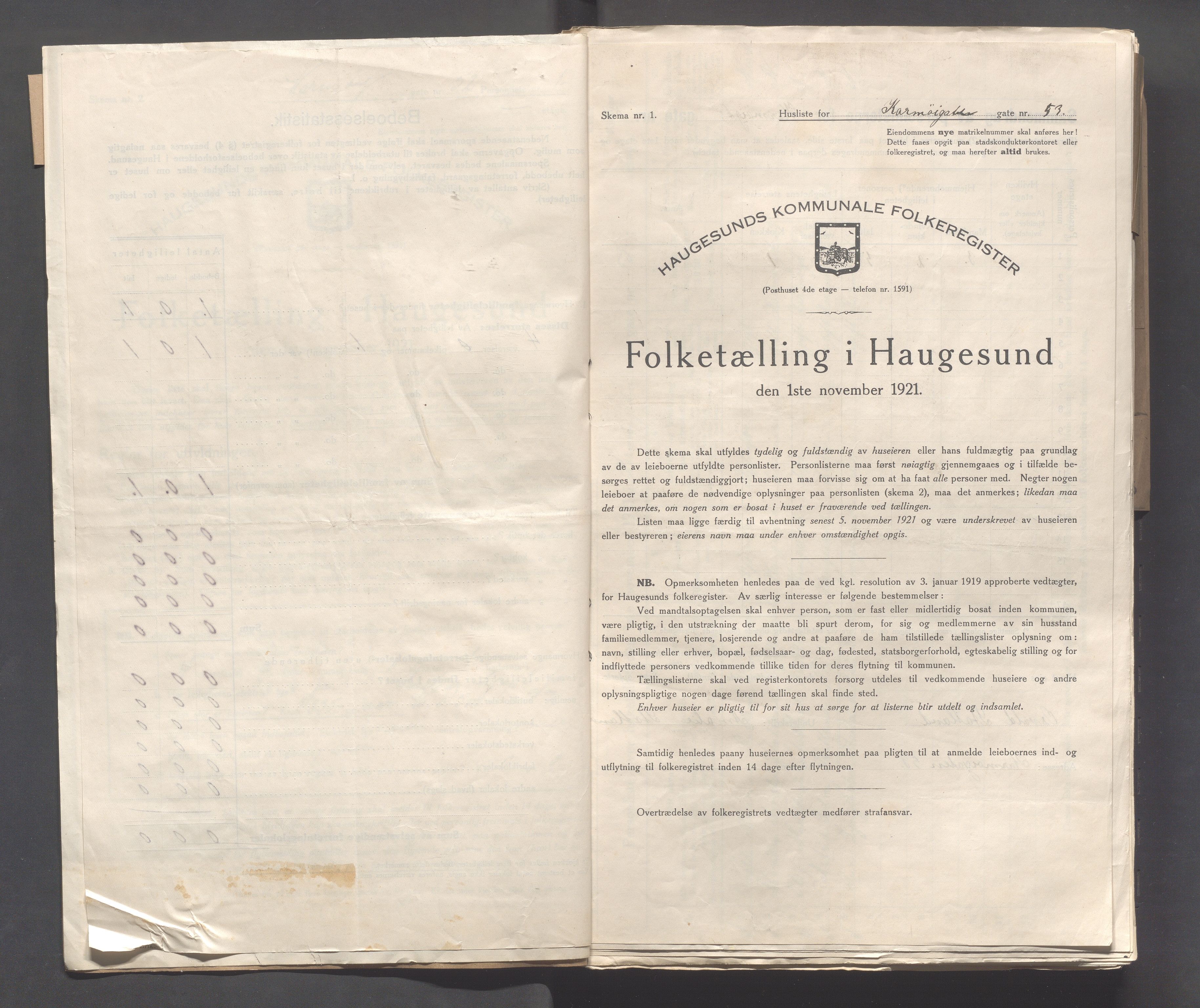 IKAR, Local census 1.11.1921 for Haugesund, 1921, p. 2632