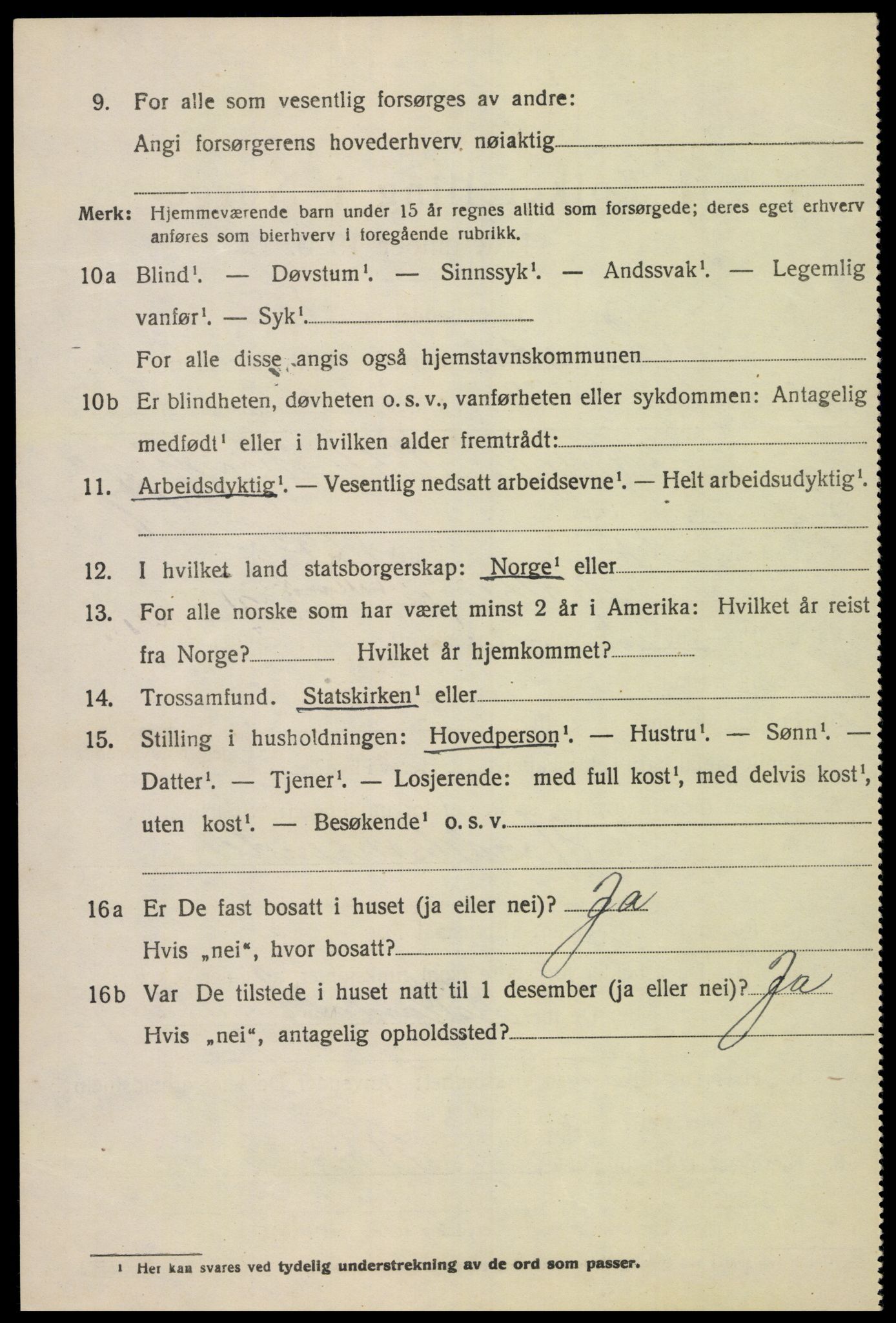 SAK, 1920 census for Lyngdal, 1920, p. 3336