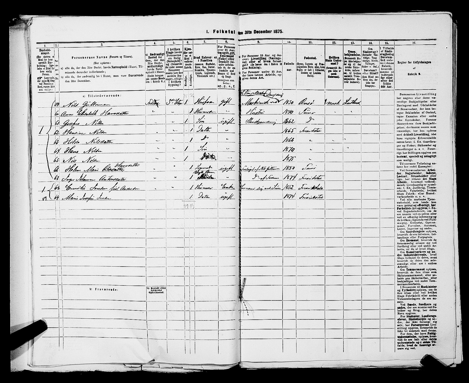 RA, 1875 census for 0103B Fredrikstad/Fredrikstad, 1875, p. 1537