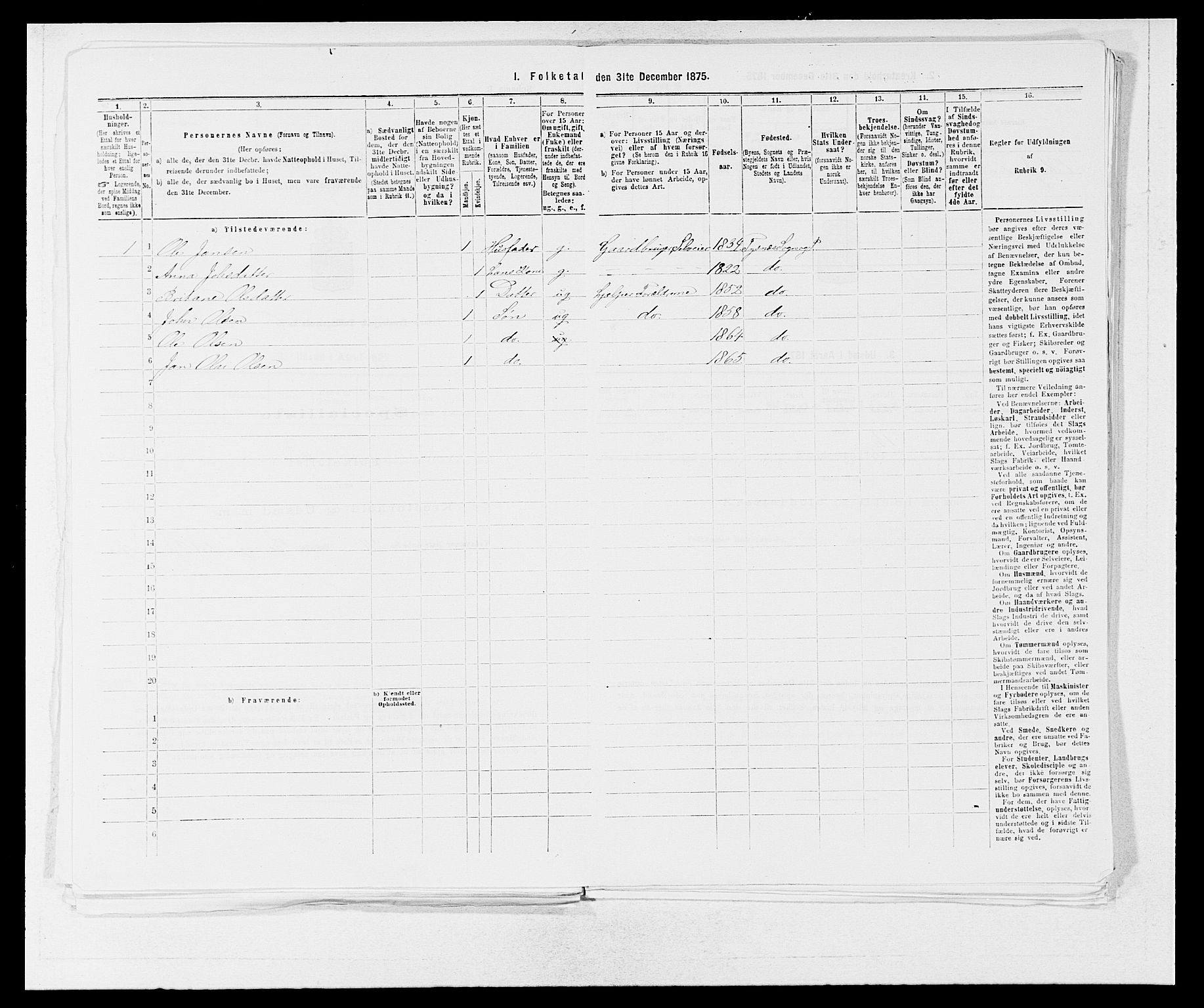 SAB, 1875 census for 1223P Tysnes, 1875, p. 655